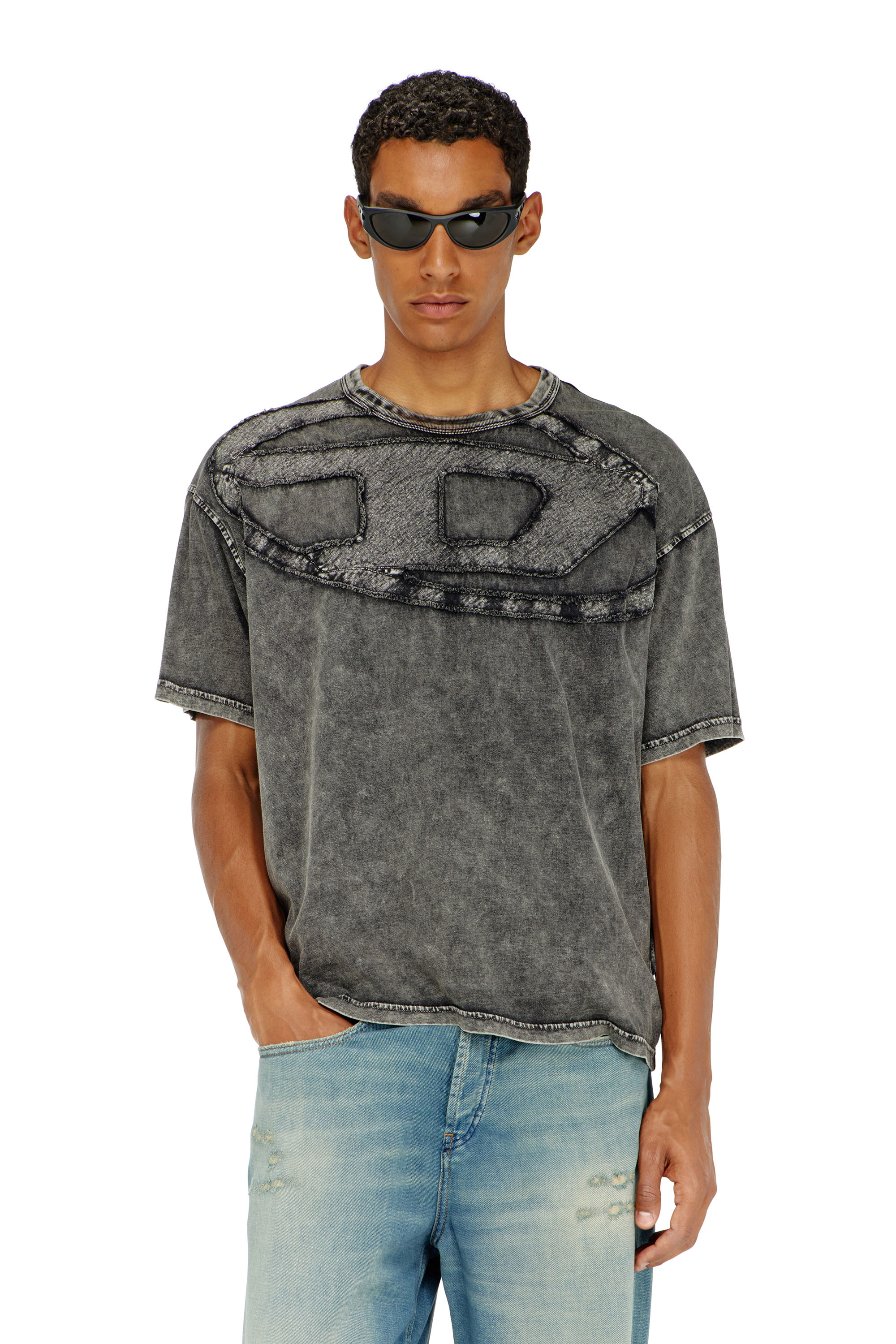 Diesel - T-BOXT-DEN, Herren Lockeres Baumwoll-T-Shirt mit Oval-D-Applikation in Schwarz - 1
