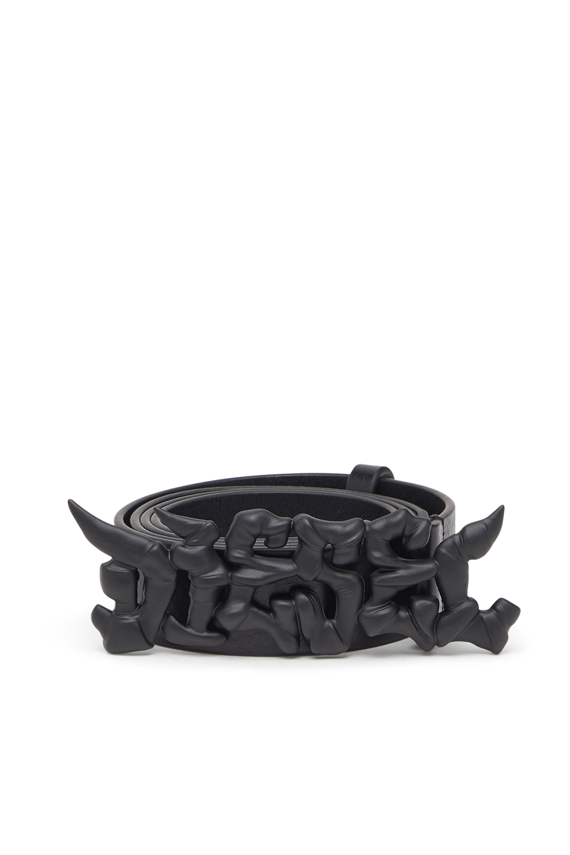 Diesel - B-GRAFFITI, Unisex 3.5 cm breiter Gürtel aus Leder mit Graffiti-Schnalle in Schwarz - 1