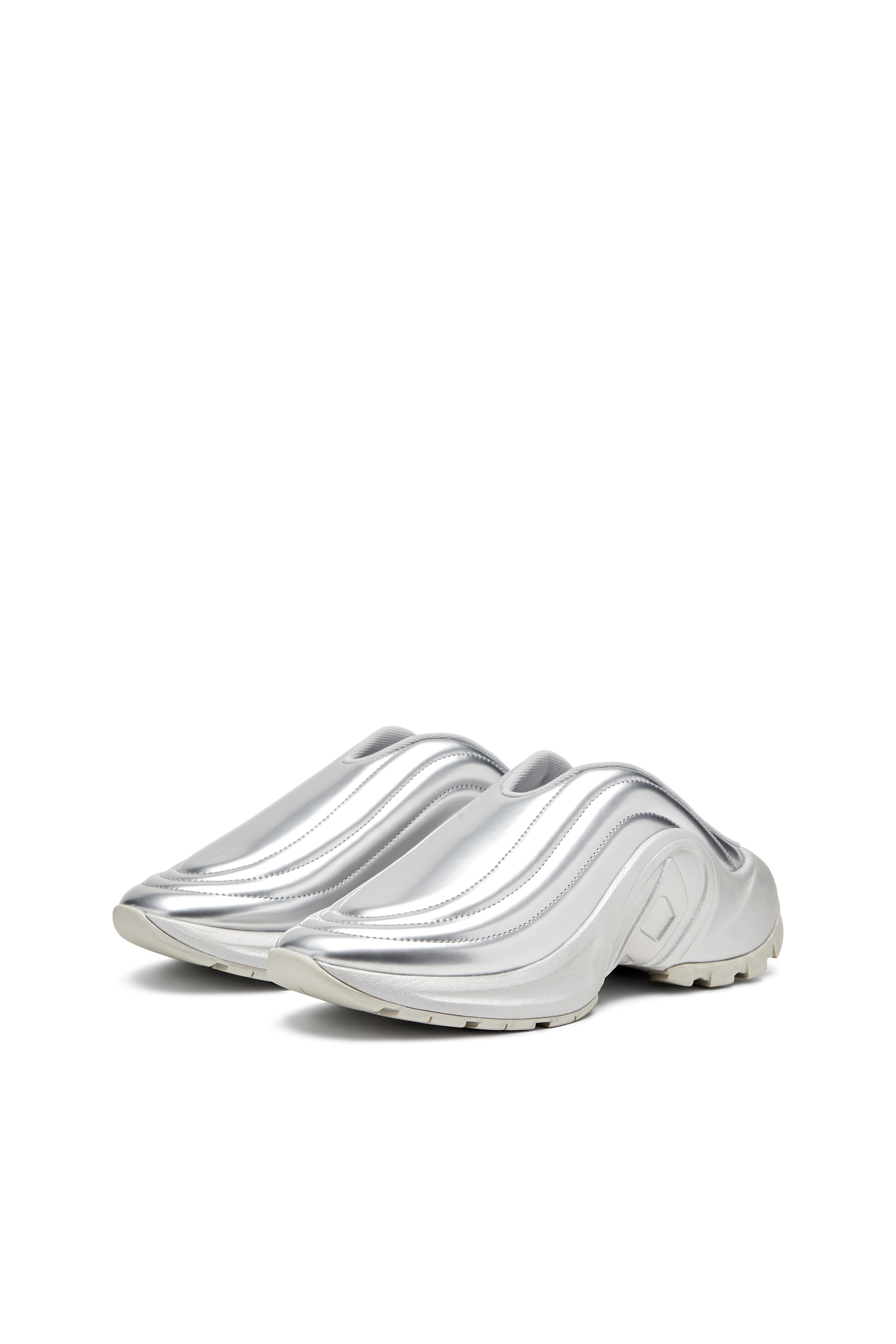 Diesel - S-D-RUNNER MULE X, Unisex S-D-Runner-Pantoletten in Metallic-Optik in Silber - 8