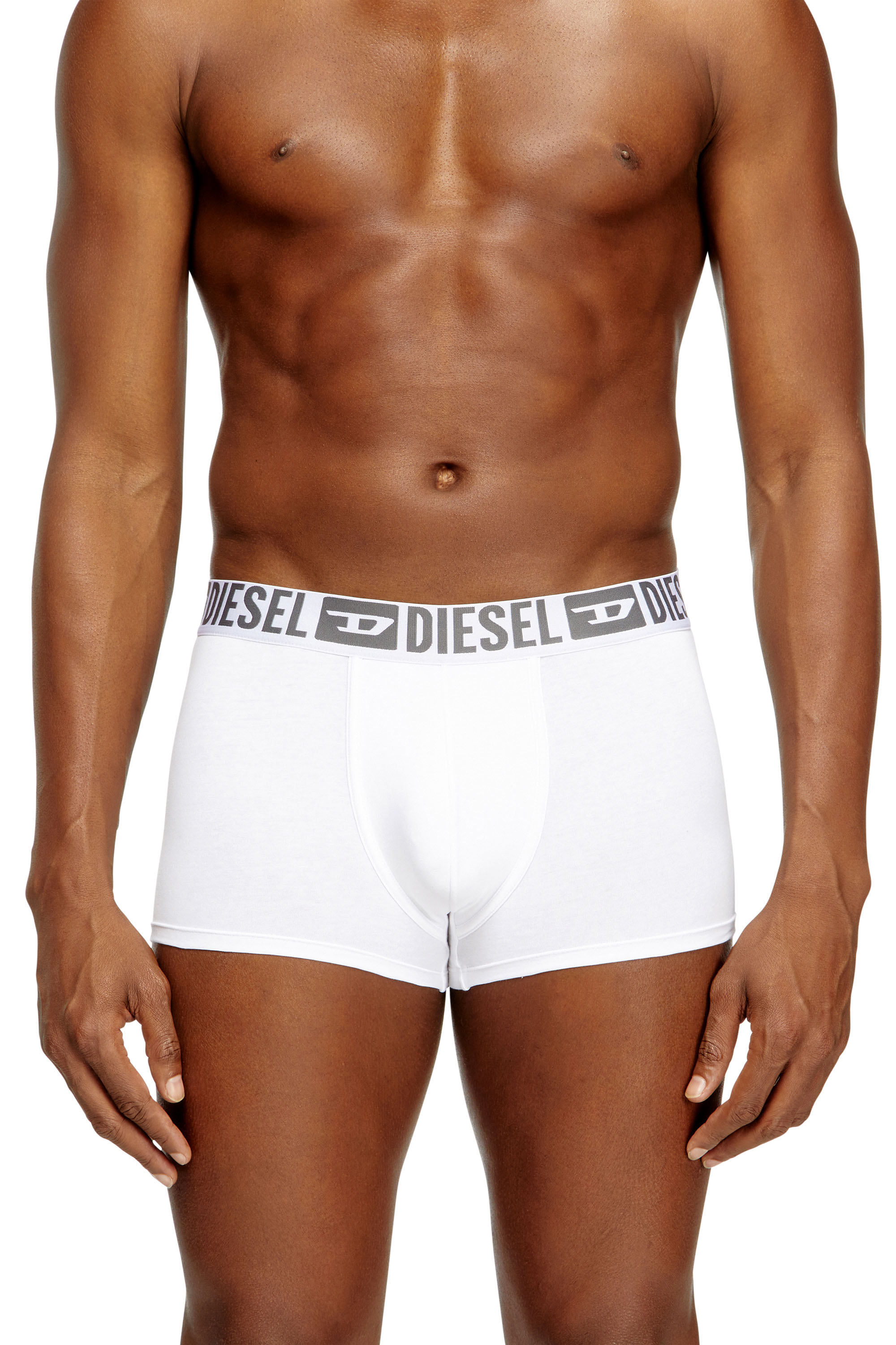 Diesel - MIKE-D-CORE-3PACK, Herren 3er-Pack Boxershorts aus Baumwollstretch mit tonalem Bund in Weiss/Schwarz - 3