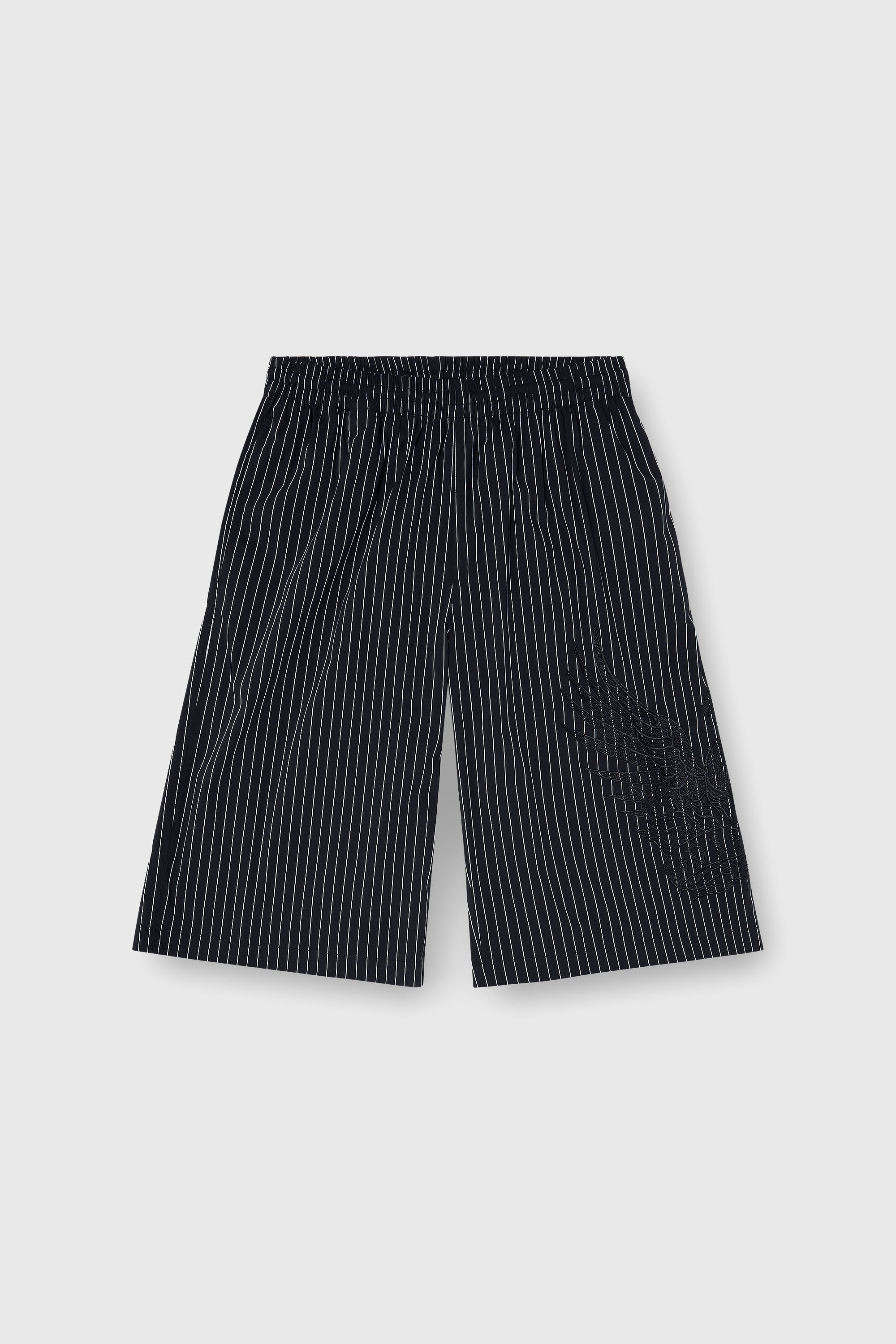 Diesel - P-THEO-SHORT-NJCA, Herren Pinstripe-Shorts mit Phoenix-Stickerei in Schwarz - 2
