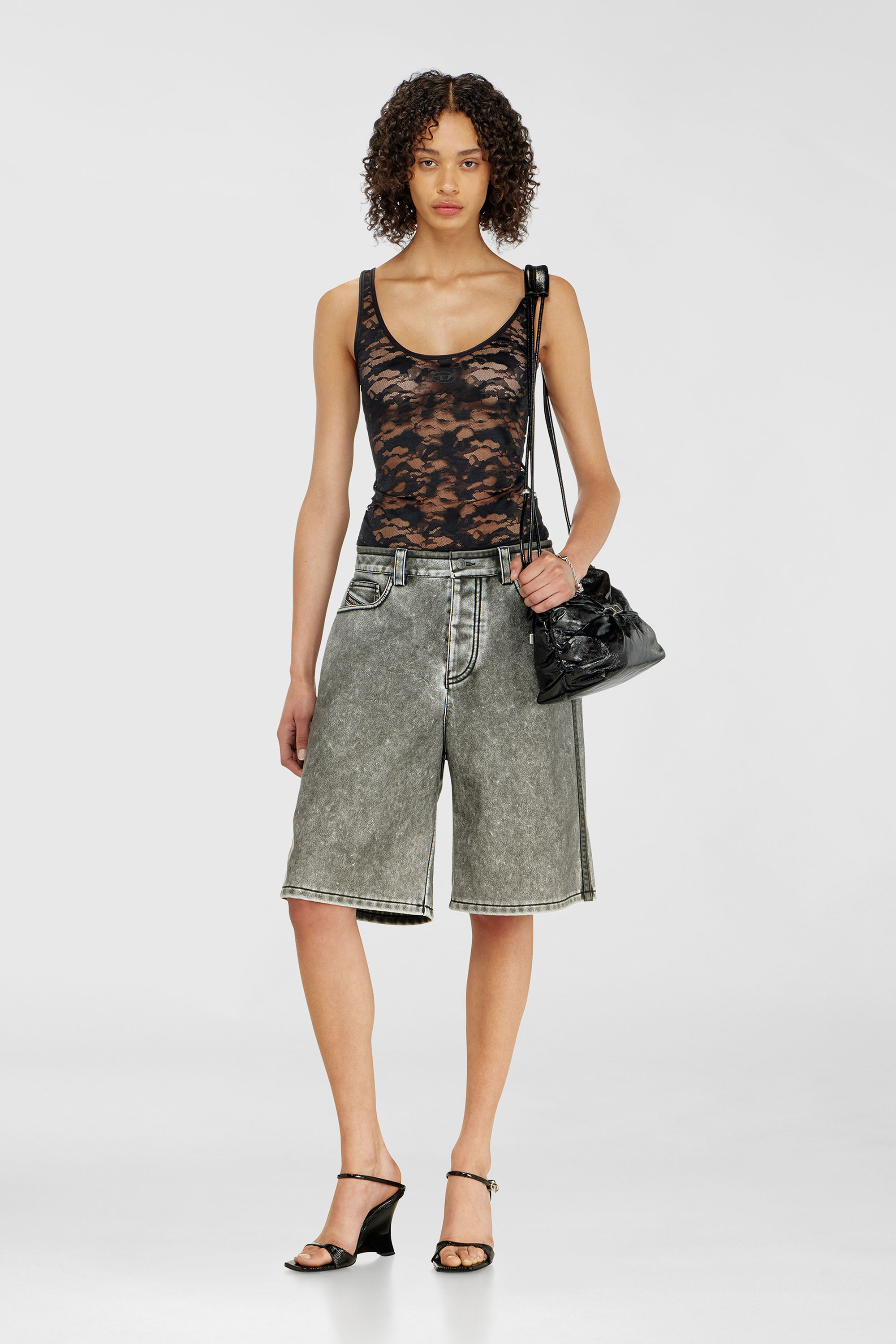 Diesel - LILY-UTLT, Damen Tanktop aus Nylonspitze in Schwarz - 6