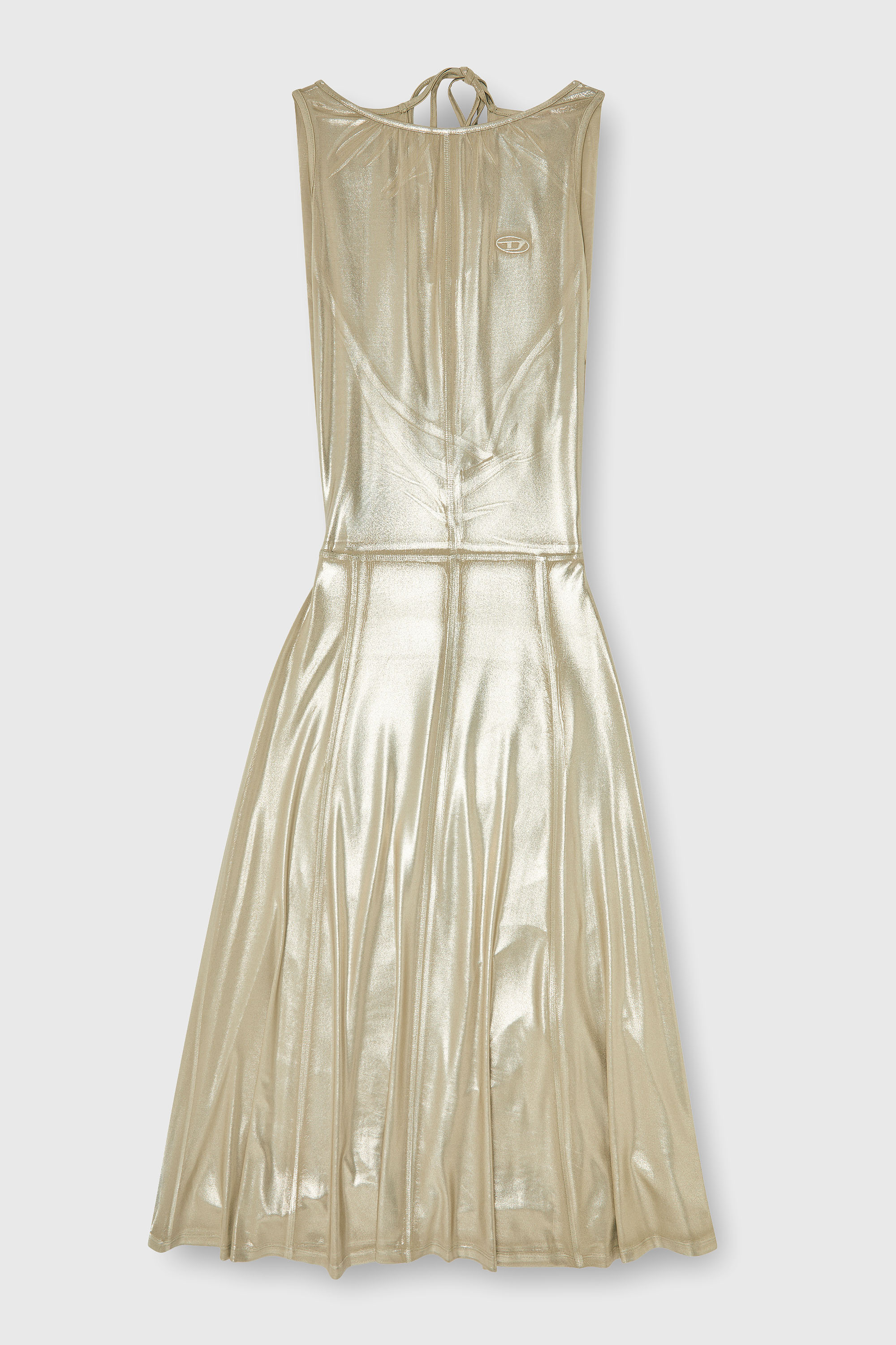 Diesel - D-DYVYNY, Damen Flie&szlig;endes Metallic-Midikleid mit offenem R&uuml;cken in Gold - 1