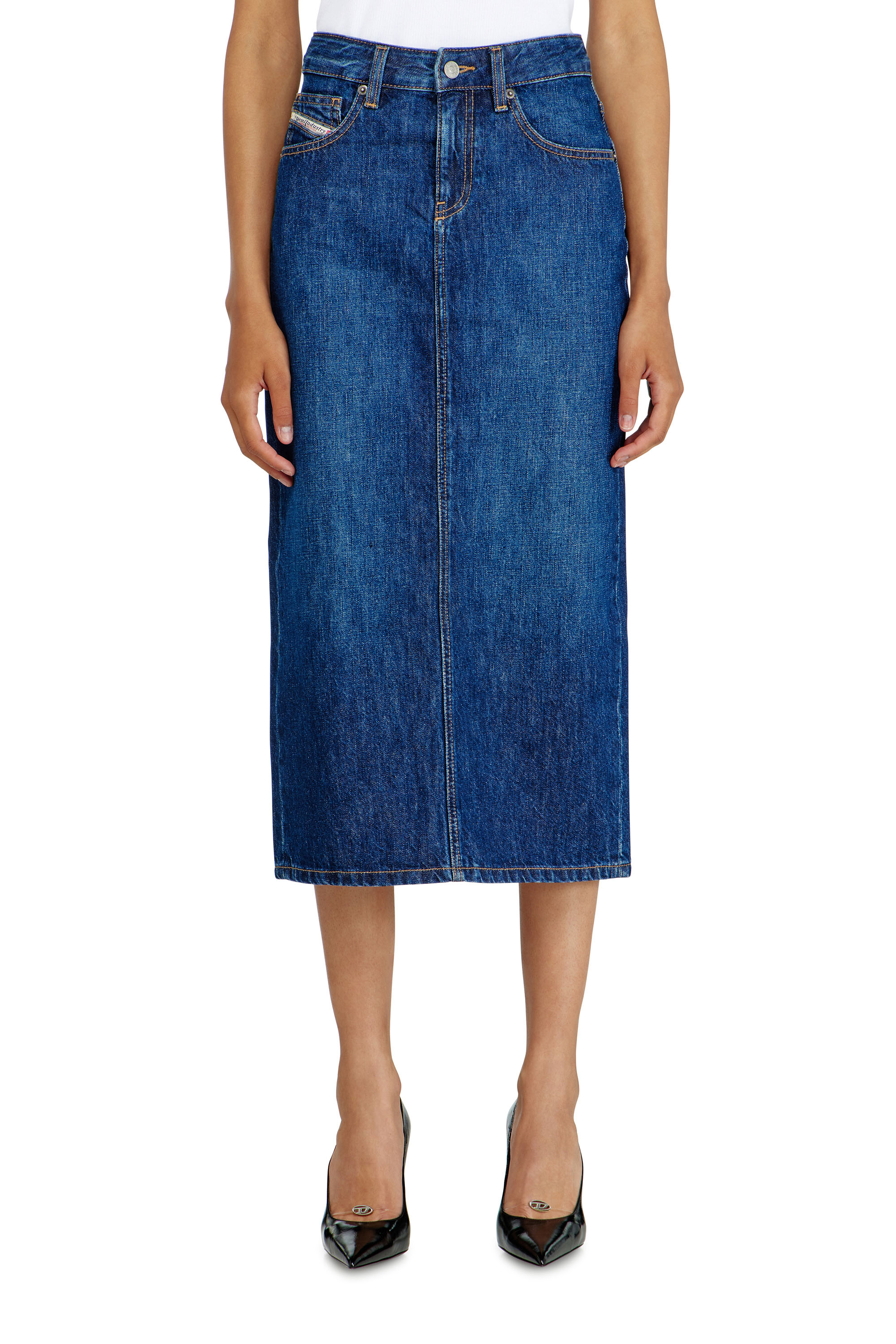 Diesel - DE-SKYE-D, Damen Denim-Midirock in Mittelblau - 2