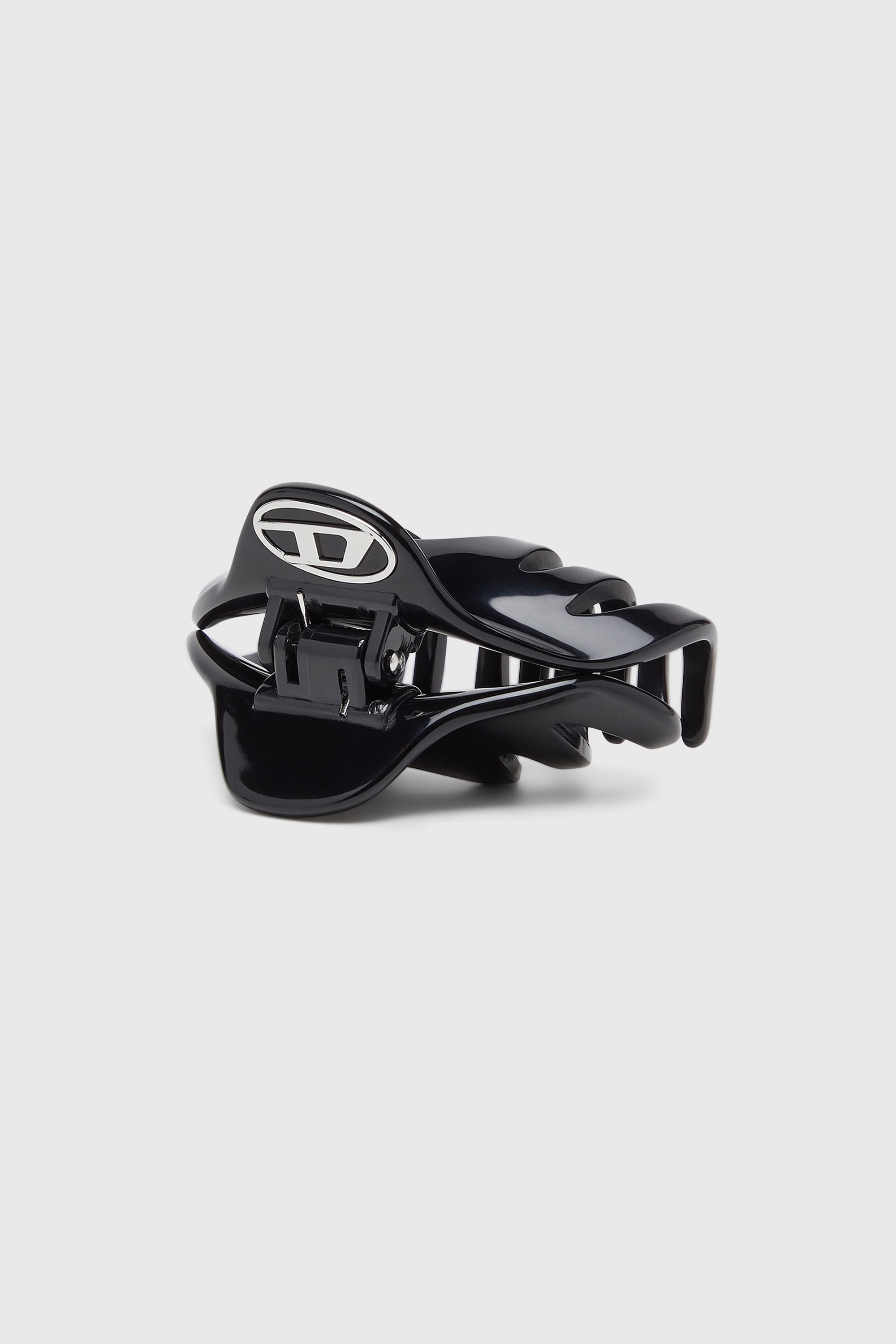 Diesel - TALON CLIP, Damen Haarspange aus Harz mit ovalem D Logo in Schwarz - 1