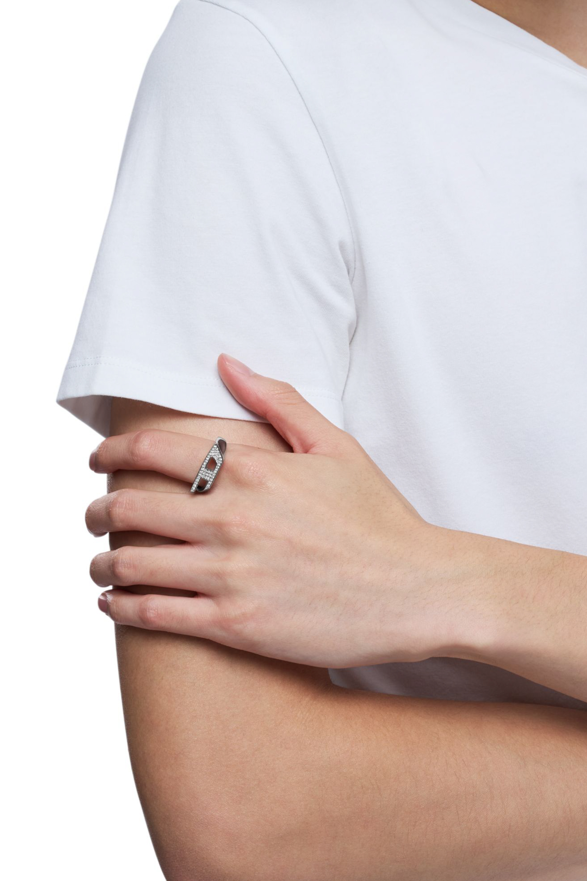 Diesel - DX1629040 JEWELLERY, Unisex Siegelring aus Edelstahl mit Glitzereffekt in Silber - 5