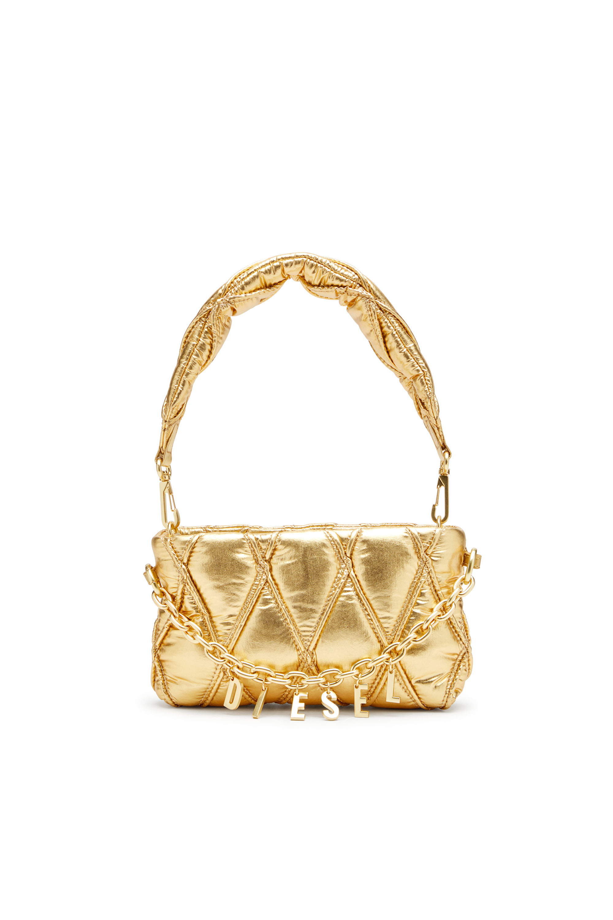Diesel - CHARM-D POUCH, Damen Portemonnaie-Tasche aus gestepptem Metallic-Nylon in Gold - 1