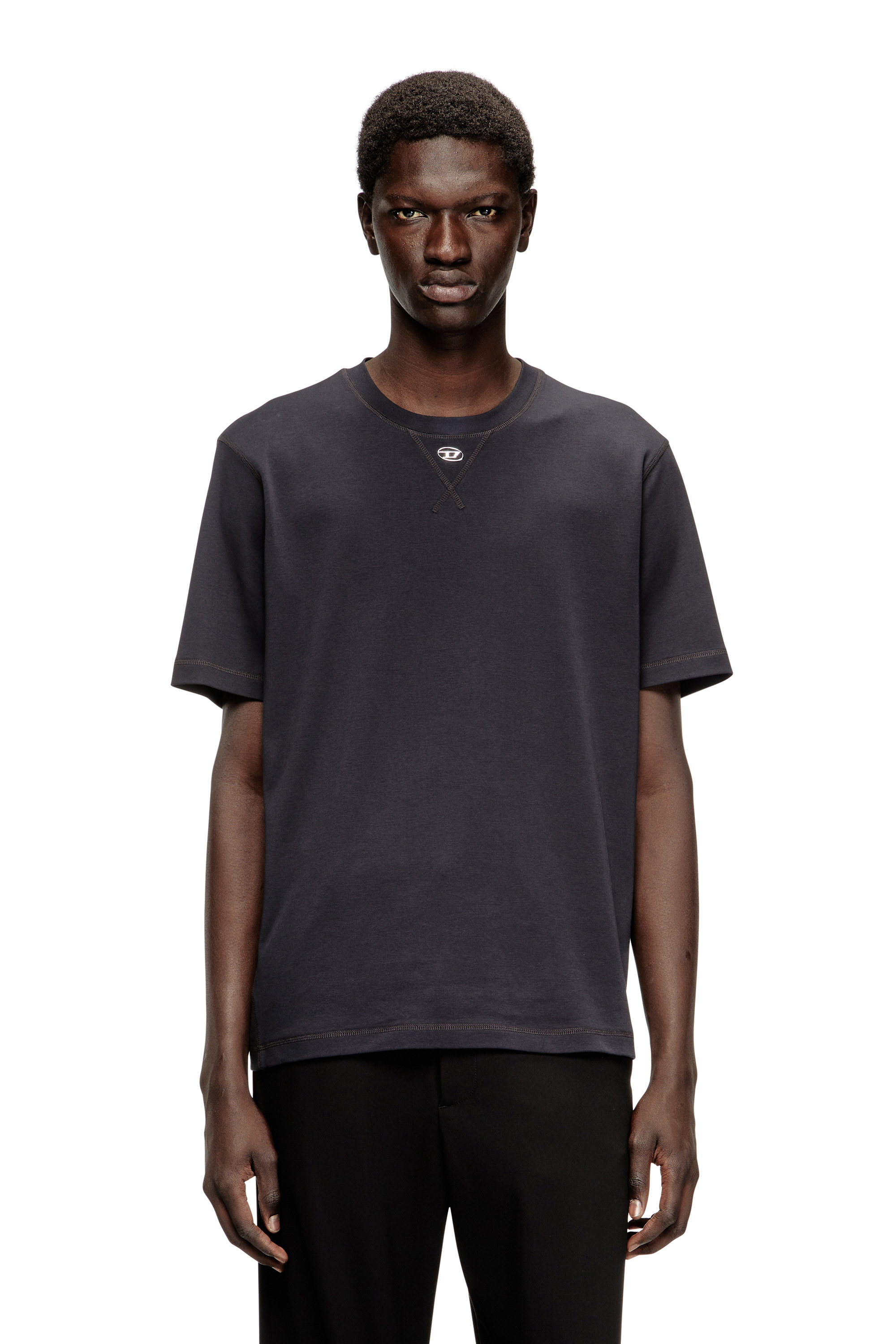 Diesel - T-MADJUST-TR, Herren Reguläres T-Shirt mit Rundhalsausschnitt und ovalem D in Dunkelgrau - 1