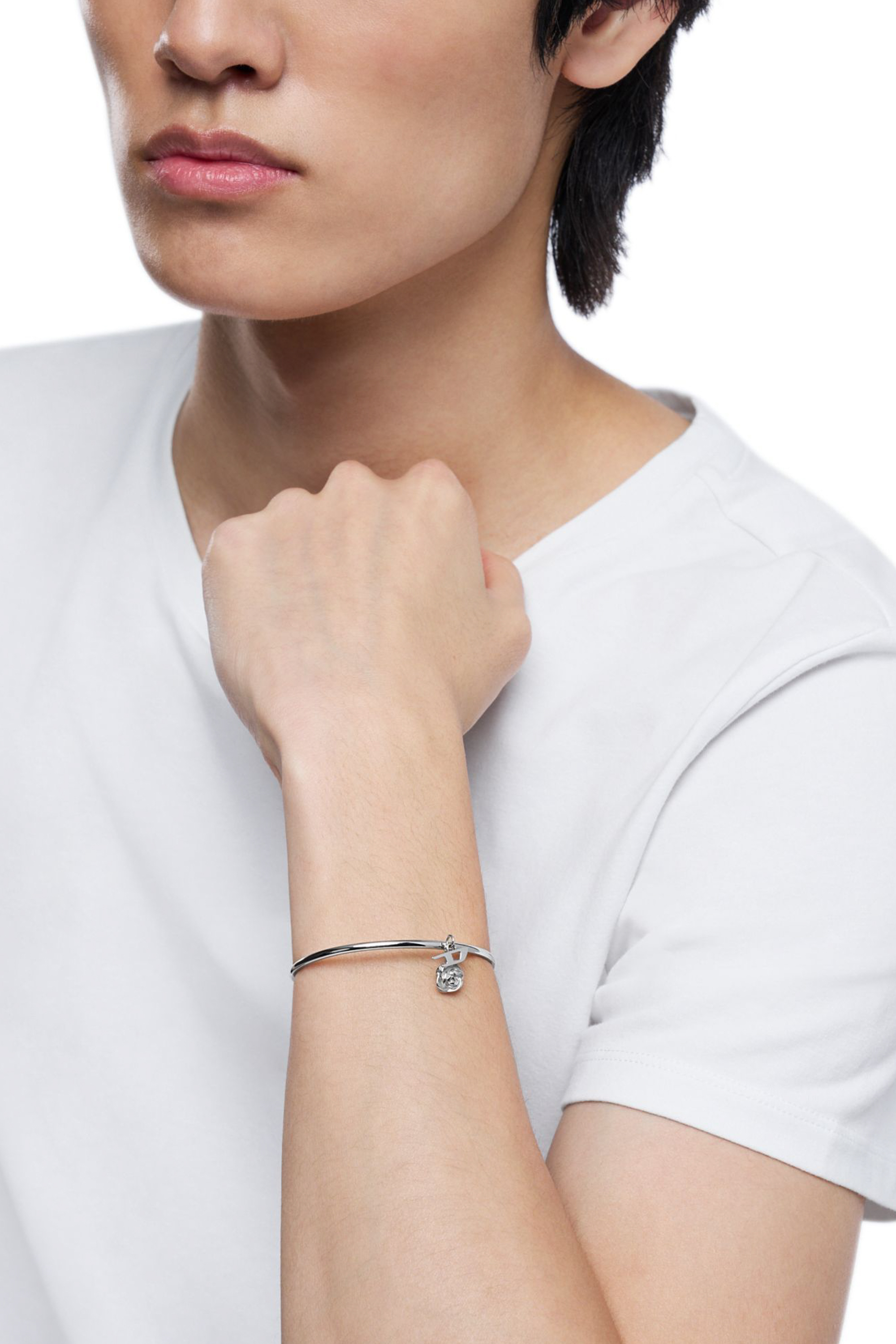 Diesel - DX1620040 JEWELLERY, Unisex Armreif mit Anhängern aus Edelstahl in Silber - 4