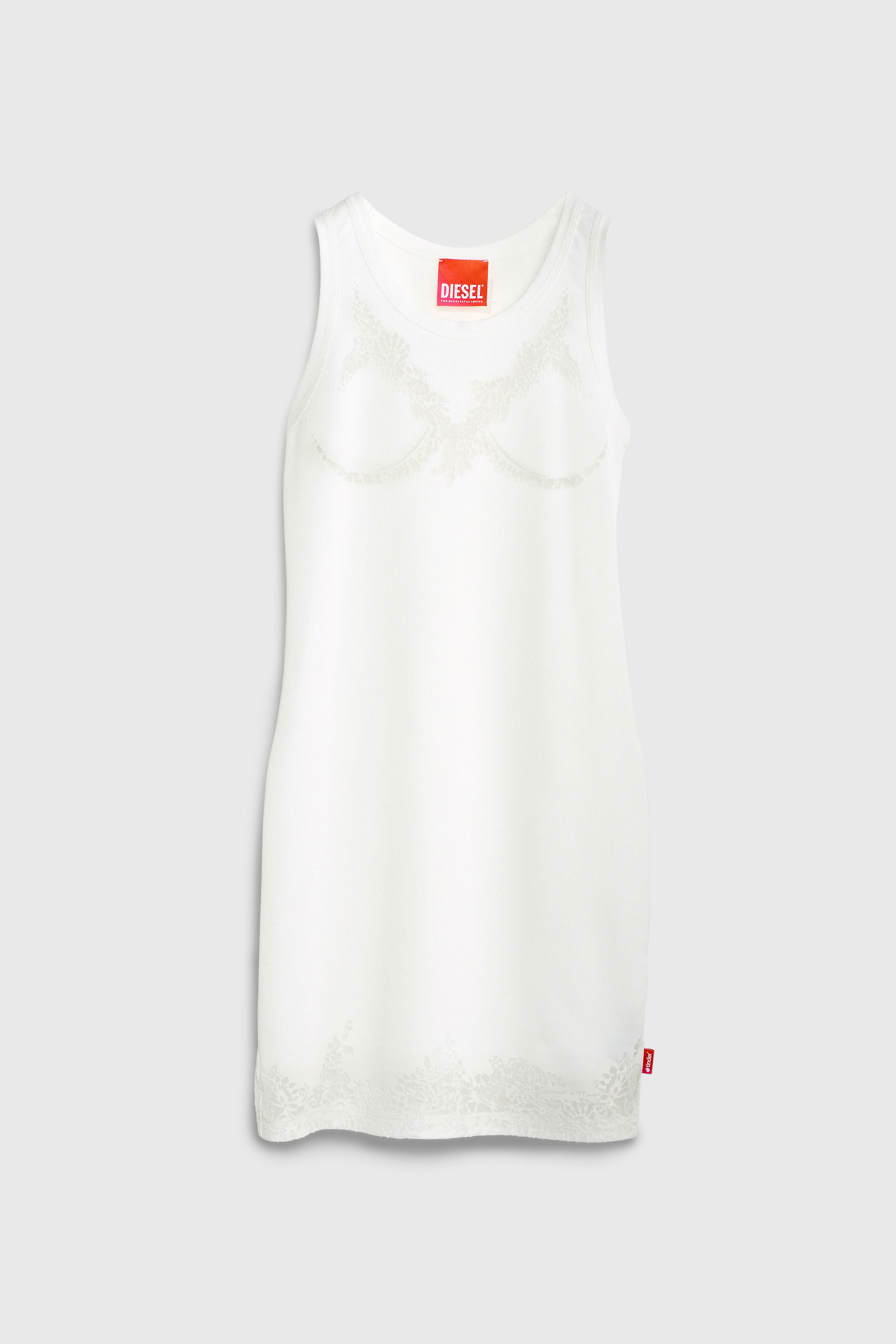 Diesel - PR-D-ANKI-LACE-R, Damen Mini-Tank-Kleid mit Devor&eacute;-Spitzen-Effekt in Wei&szlig; - 1