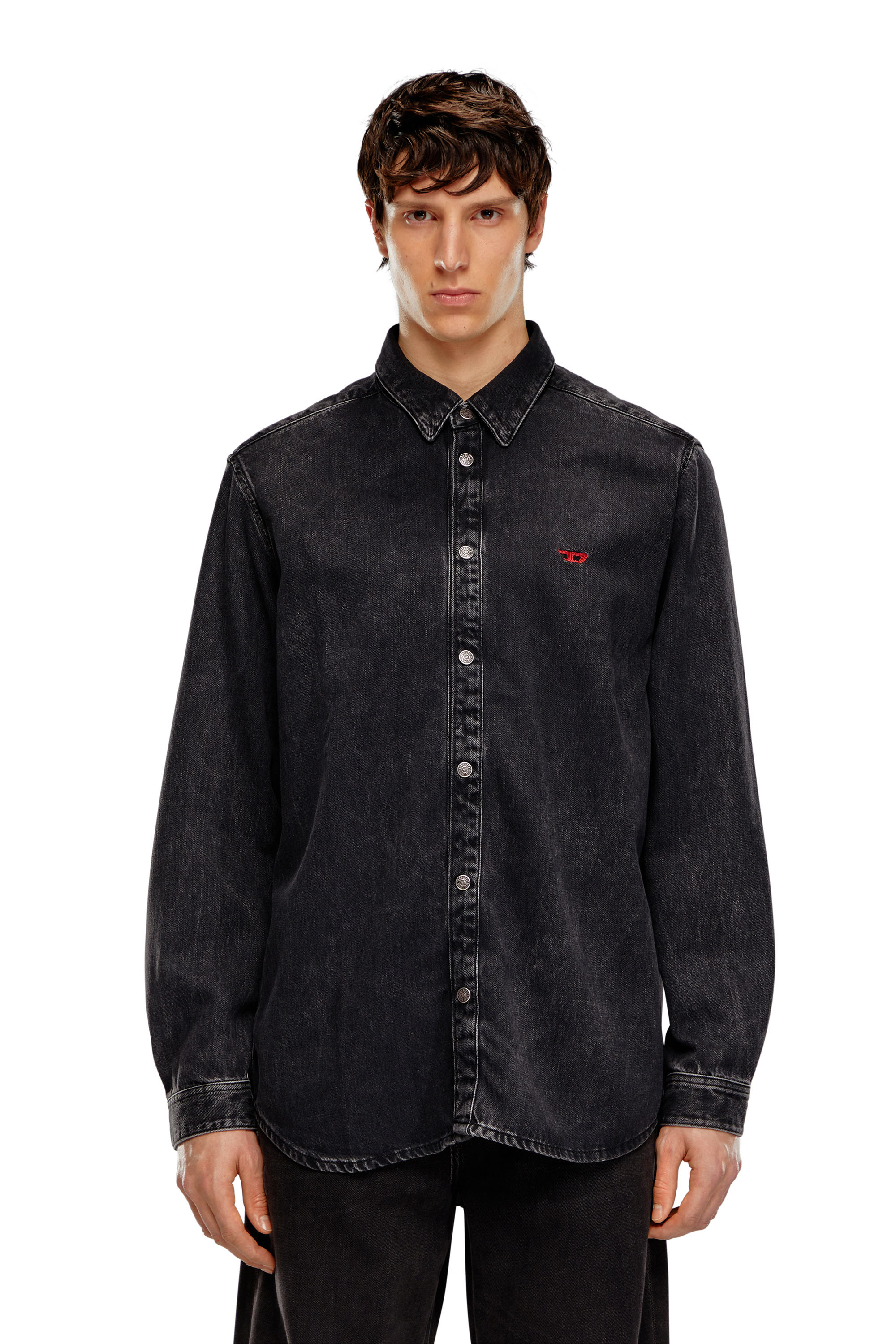 Diesel - D-SIMPLY, Herren Shirt aus TENCEL-Denim in Schwarz - 5