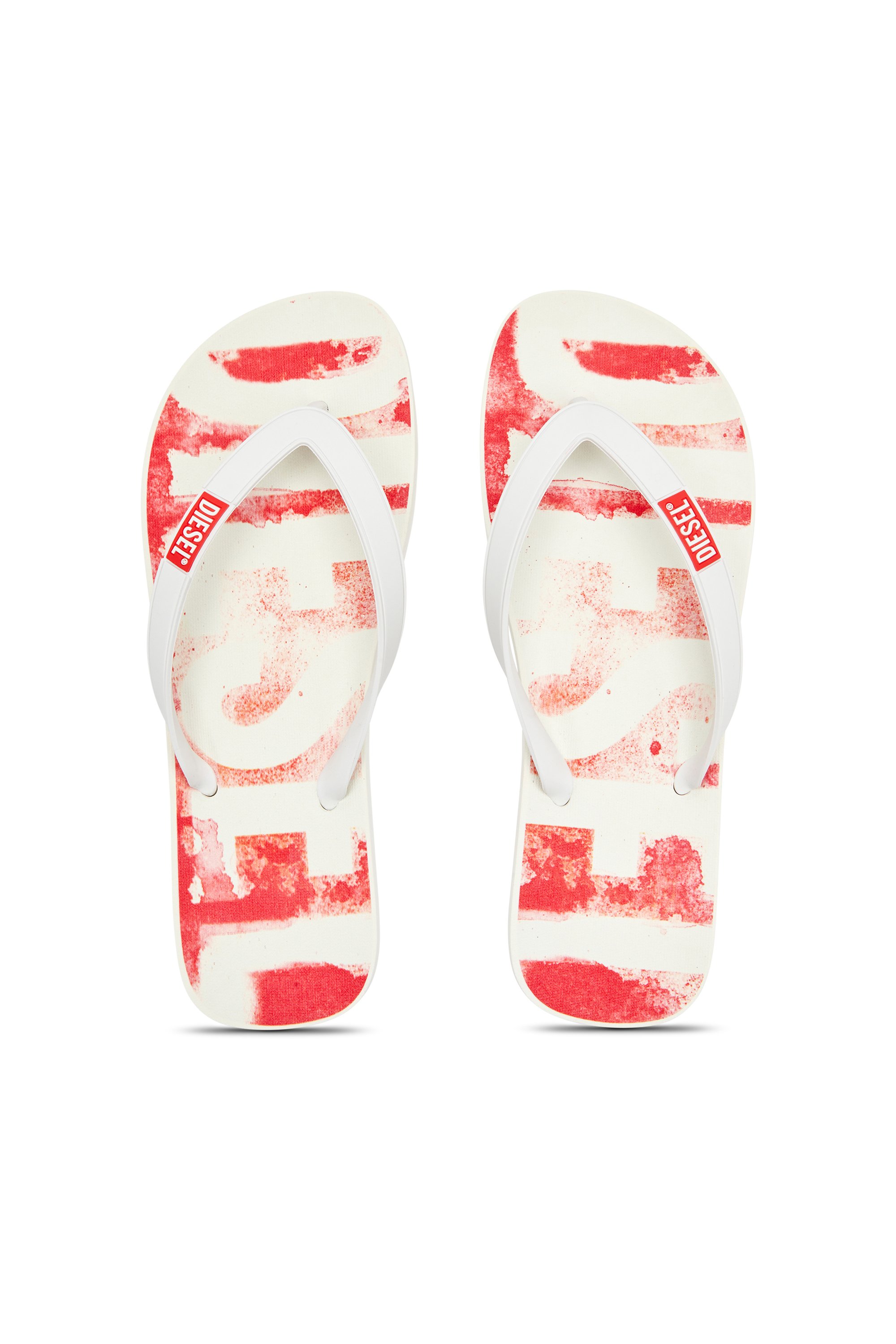 Diesel - SA-RIO, Herren Flip-Flops aus Gummi mit Graffiti-Logo in Weiss/Rot - 5