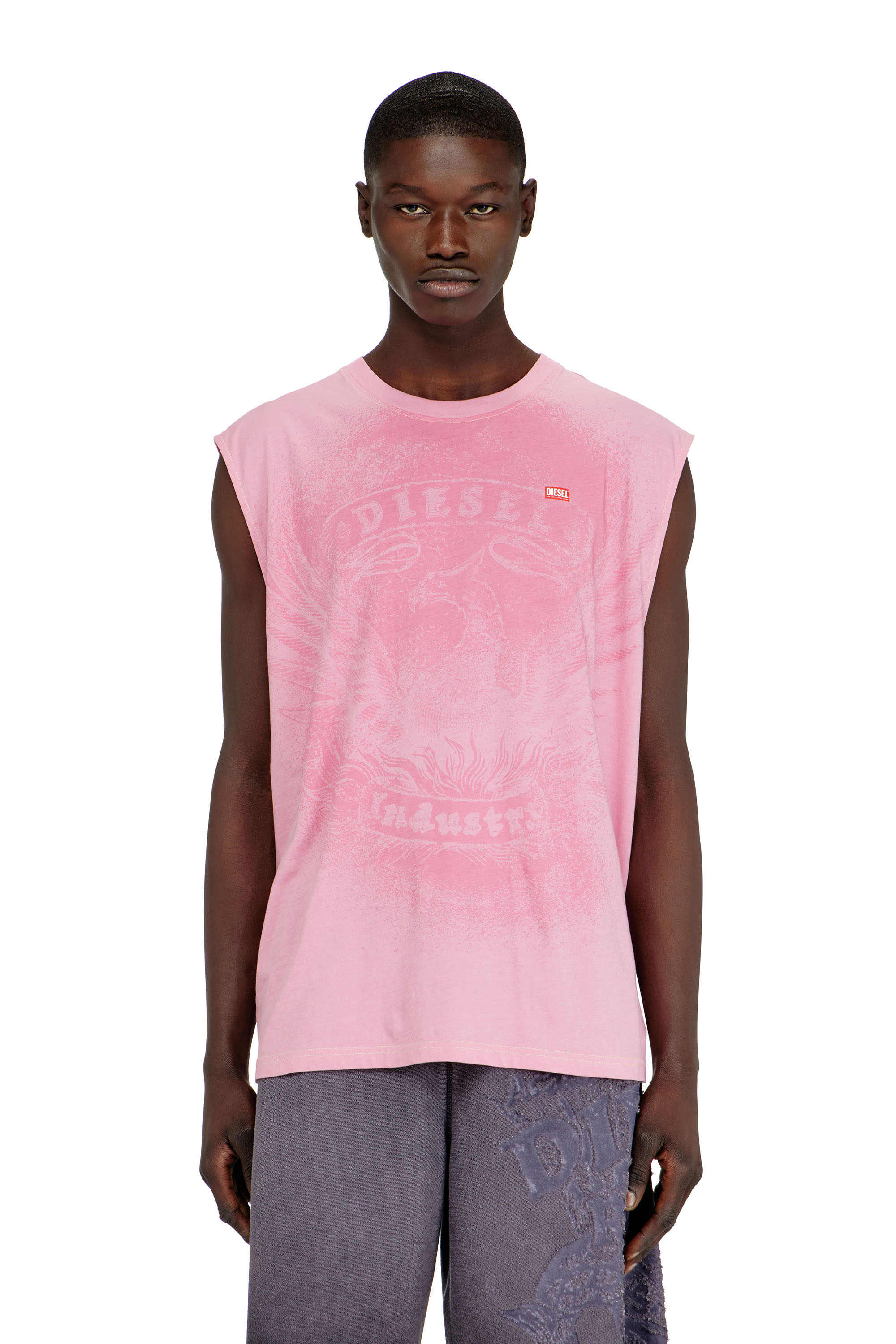 Diesel - T-BOXT-SL-NOTCH, Herren &Auml;rmelloses Top aus Baumwolle mit tonaler Grafik in Rosa - 1