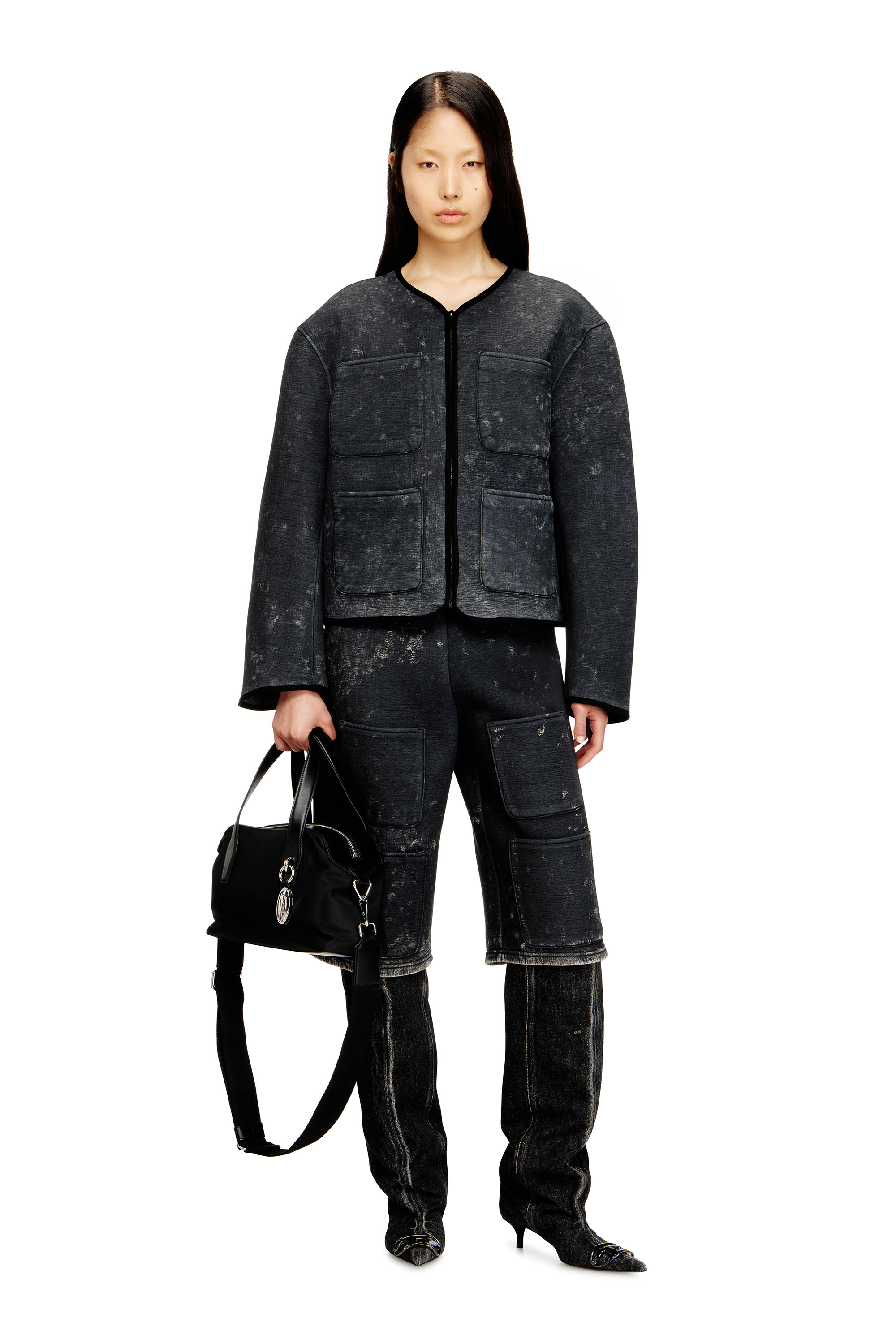 Diesel - G-TES, Damen Scuba-Jacke mit Marmoreffekt und Taschen in null - 2
