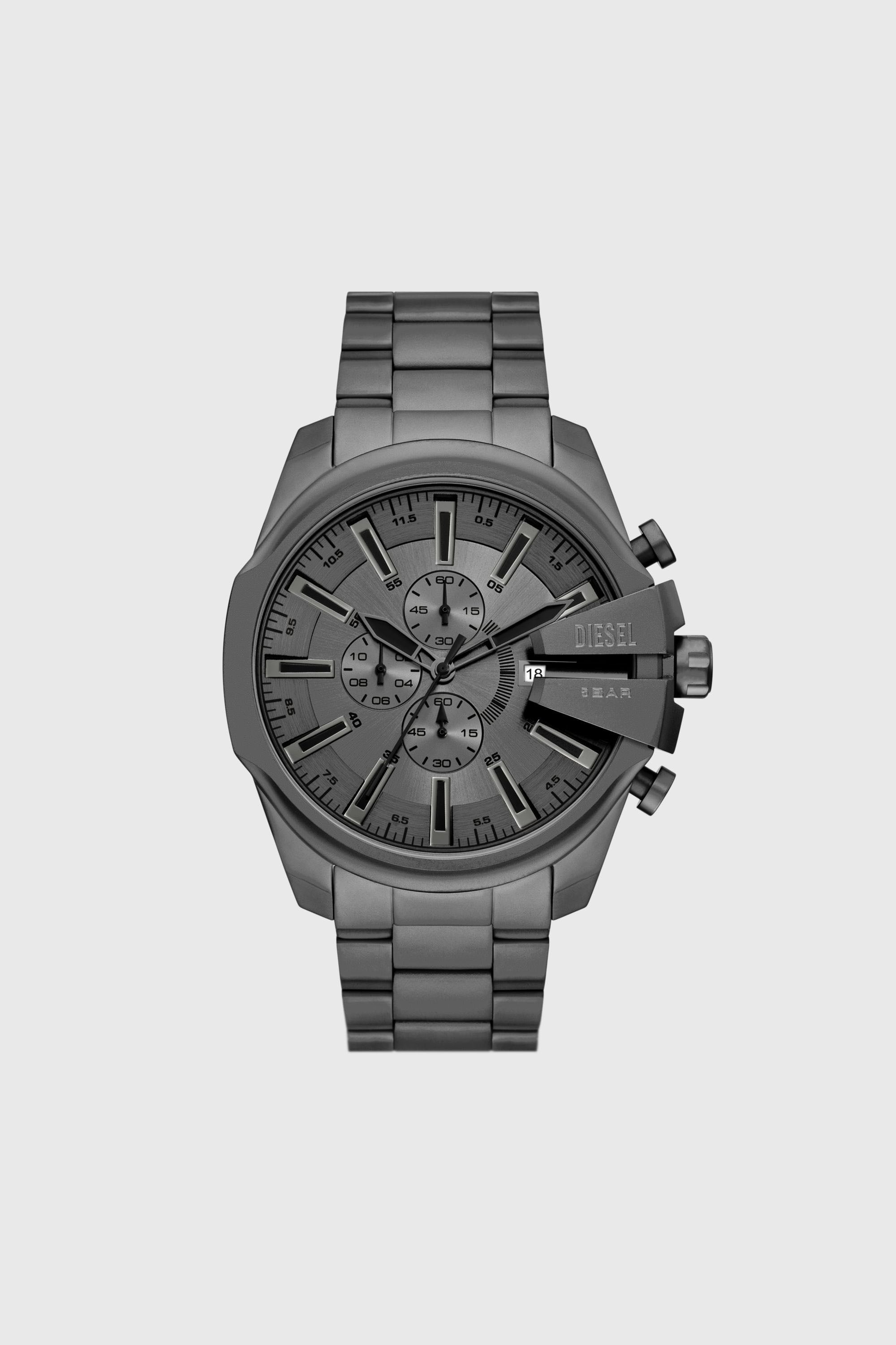 Diesel - DZ4676, Herren Mega Chief Slim Armbanduhr aus Edelstahl in Dunkelgrau - 1