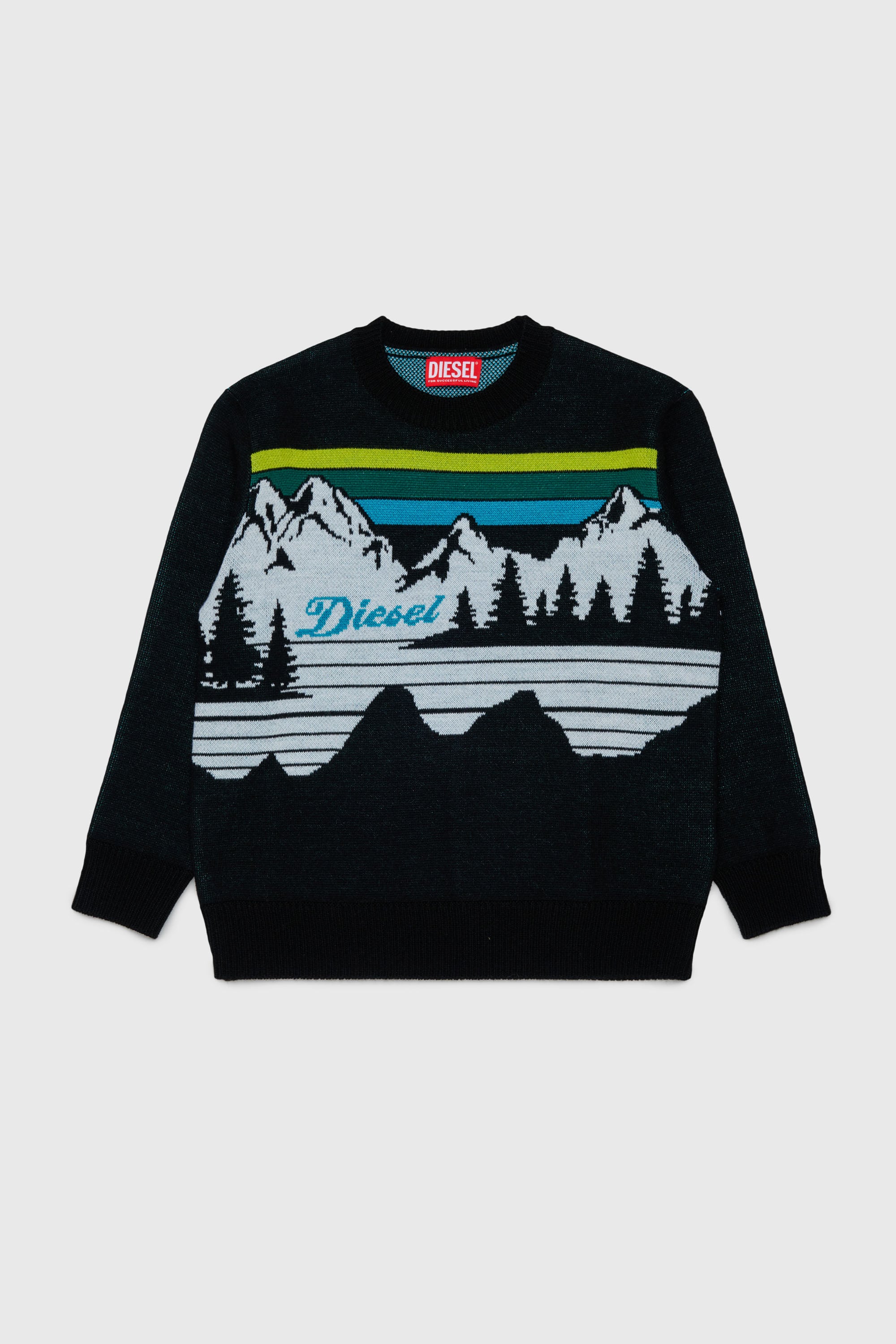Diesel - KHILES OVER, Unisex's Wool-blend jumper with mountain motif in Black - 1