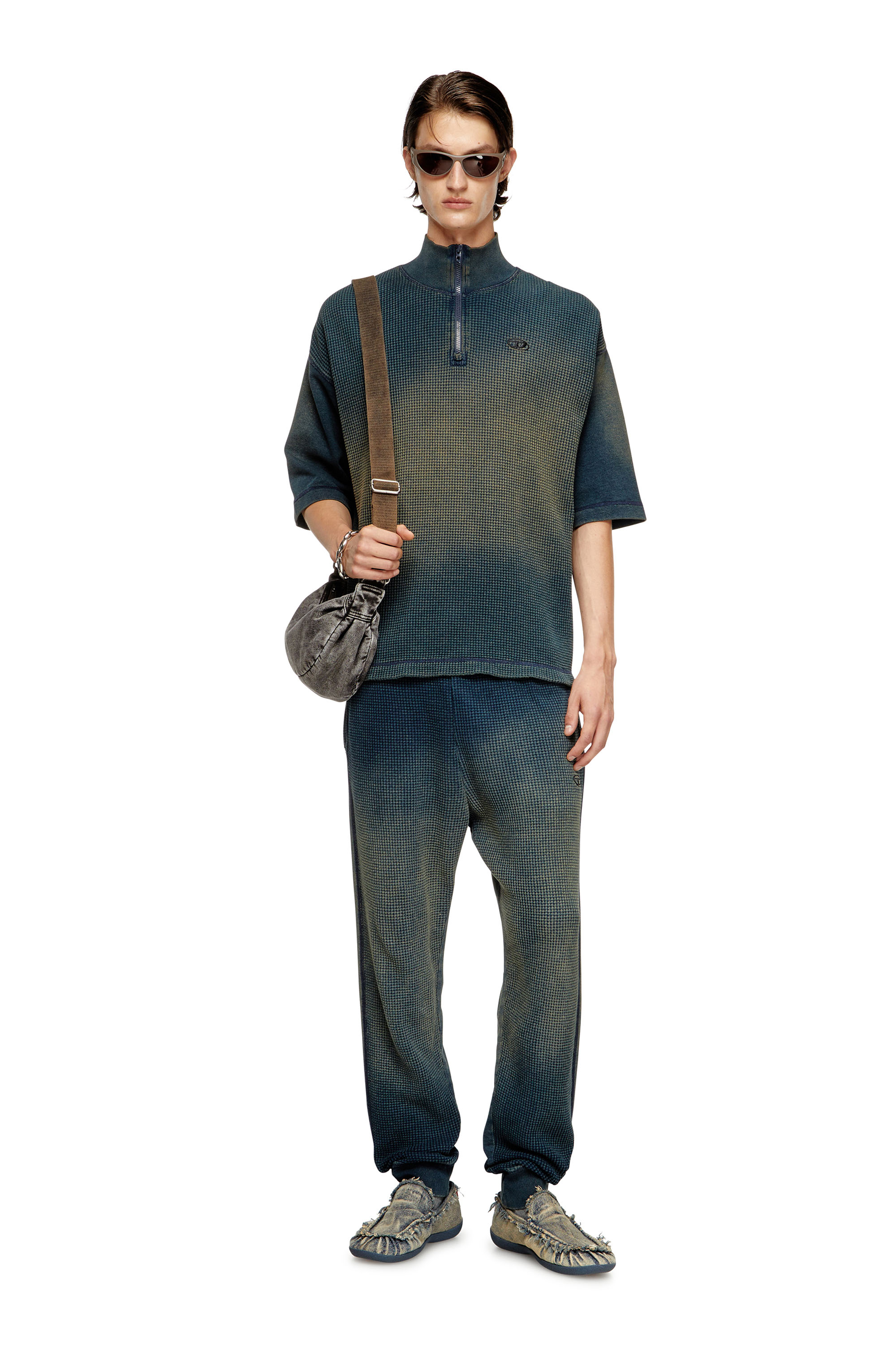 Diesel - P-WAFY, Herren Track-Hose aus Waffelstoff in Dunkelblau - 2