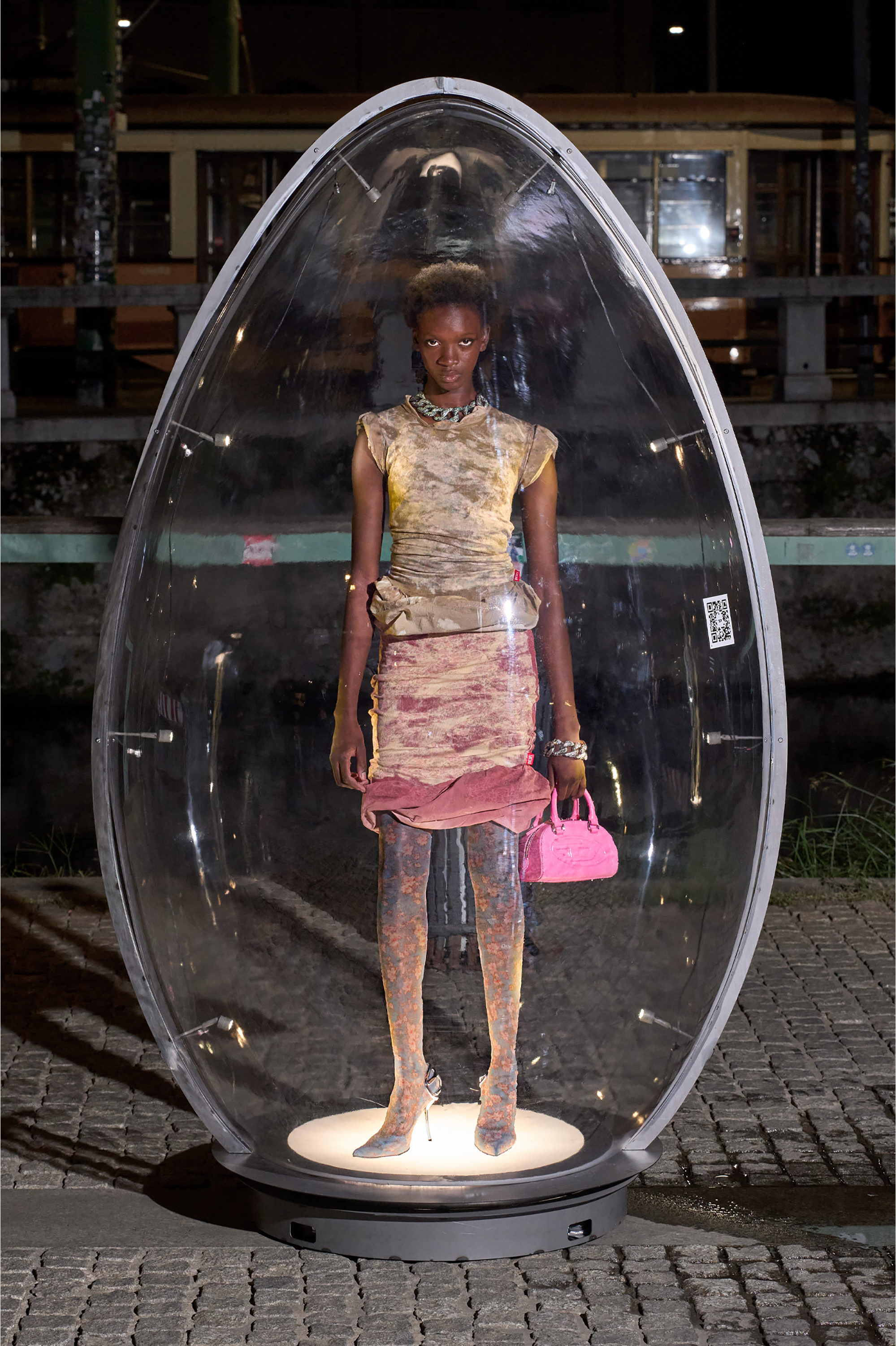 Diesel - T-ORY, Damen Lagen-Top mit Bleached-Effekt in Armeegr&uuml;n - 3