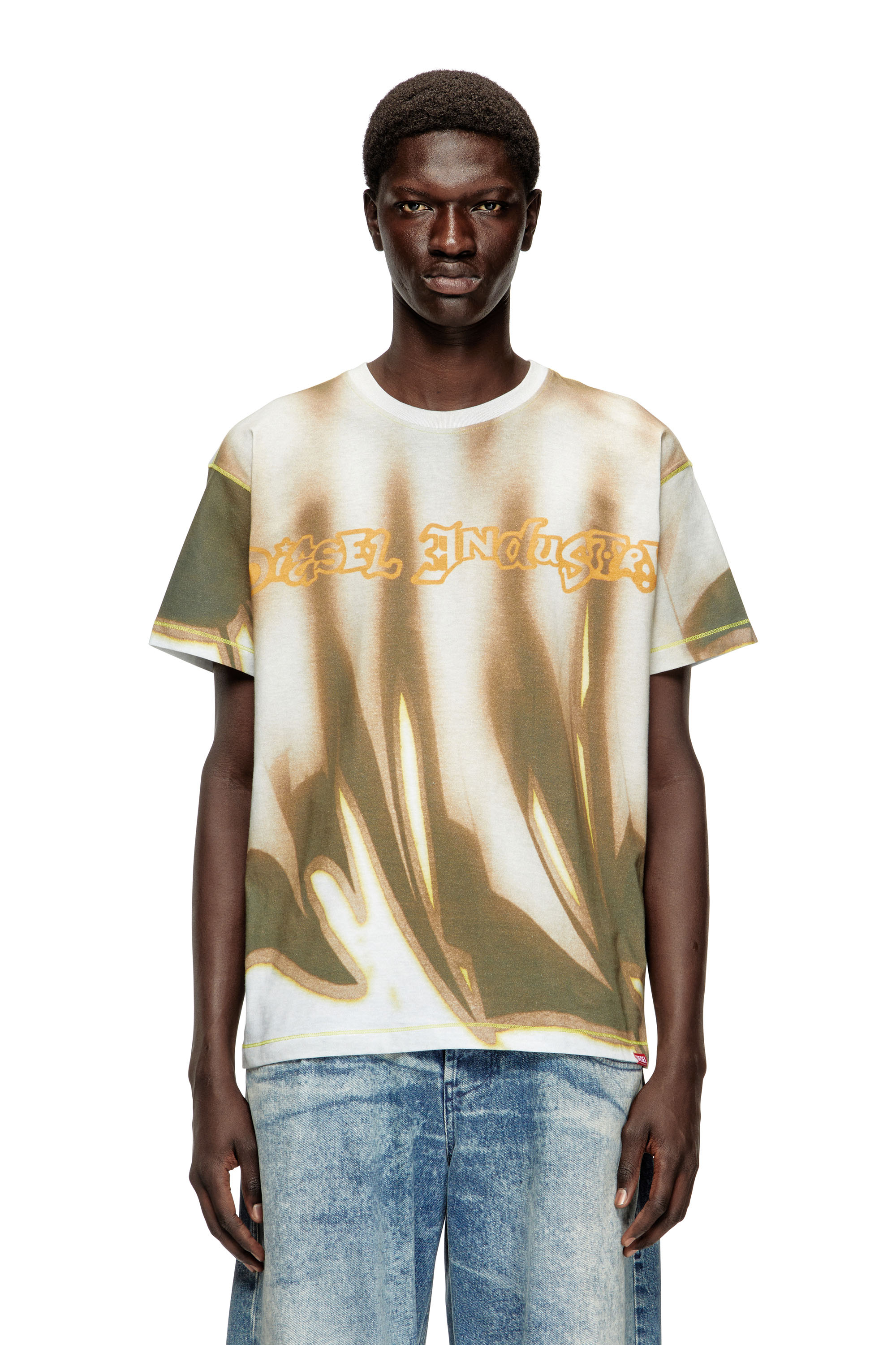 Diesel - T-NORM-SHOW, Herren T-Shirt mit Graffiti-Print in Grün/Grau - 1