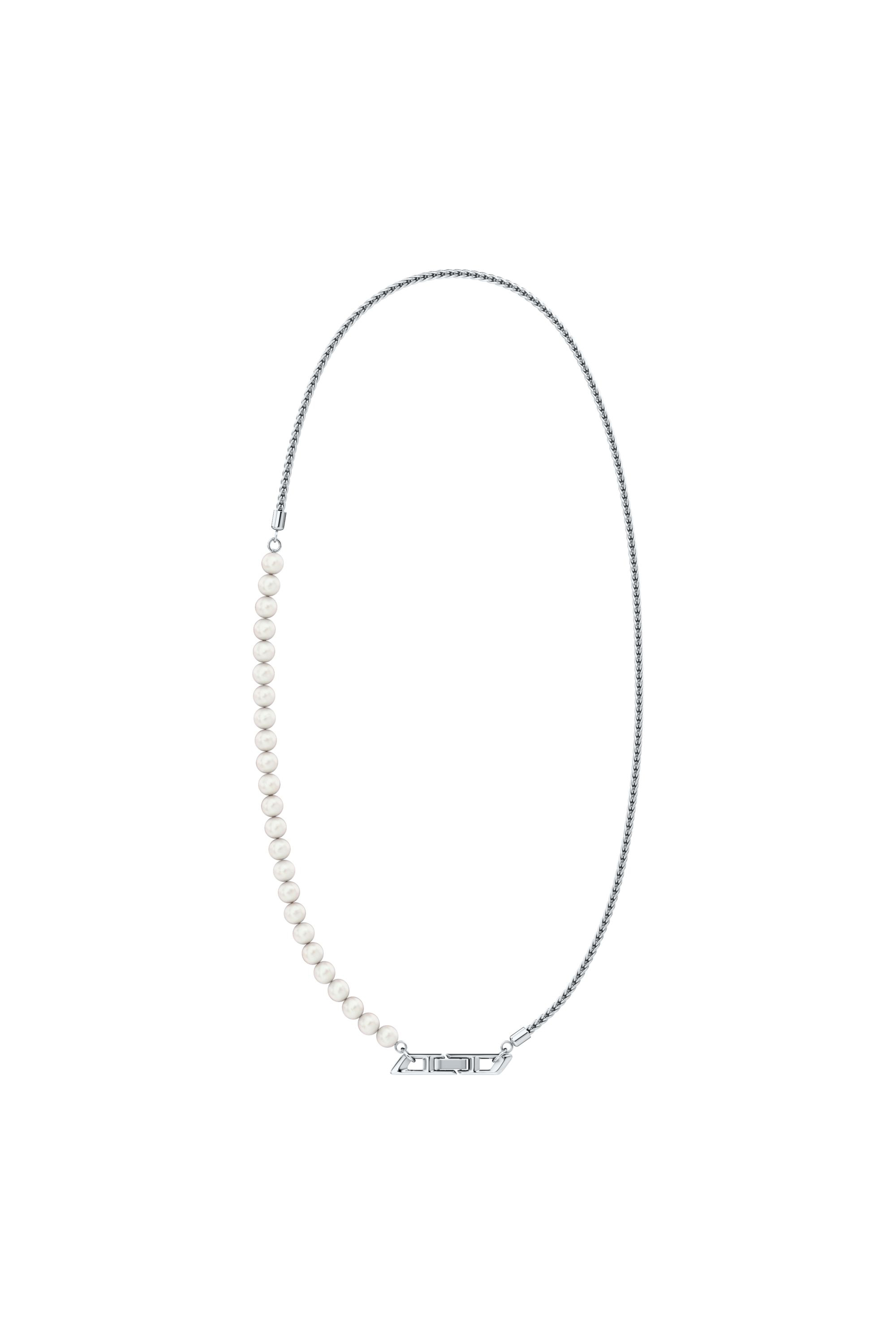 Diesel - DL1369040 STERLING SILVER JEWEL, Unisex Halskette aus Sterlingsilber und Perlen in Silber - 1