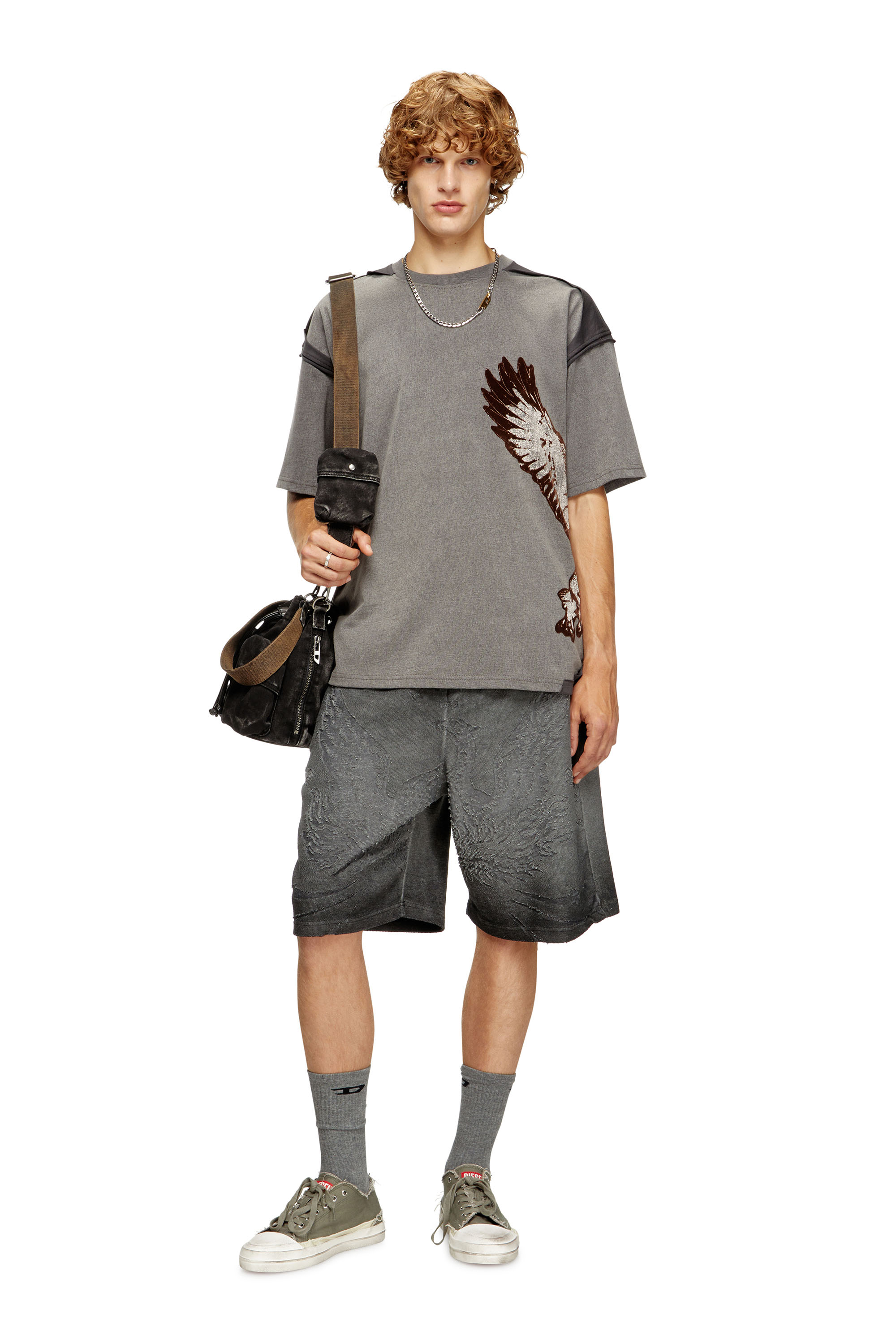 Diesel - T-BOXT-PEELOFF, Herren Peel-Off-T-Shirt mit Eagle-Print in Grau - 2