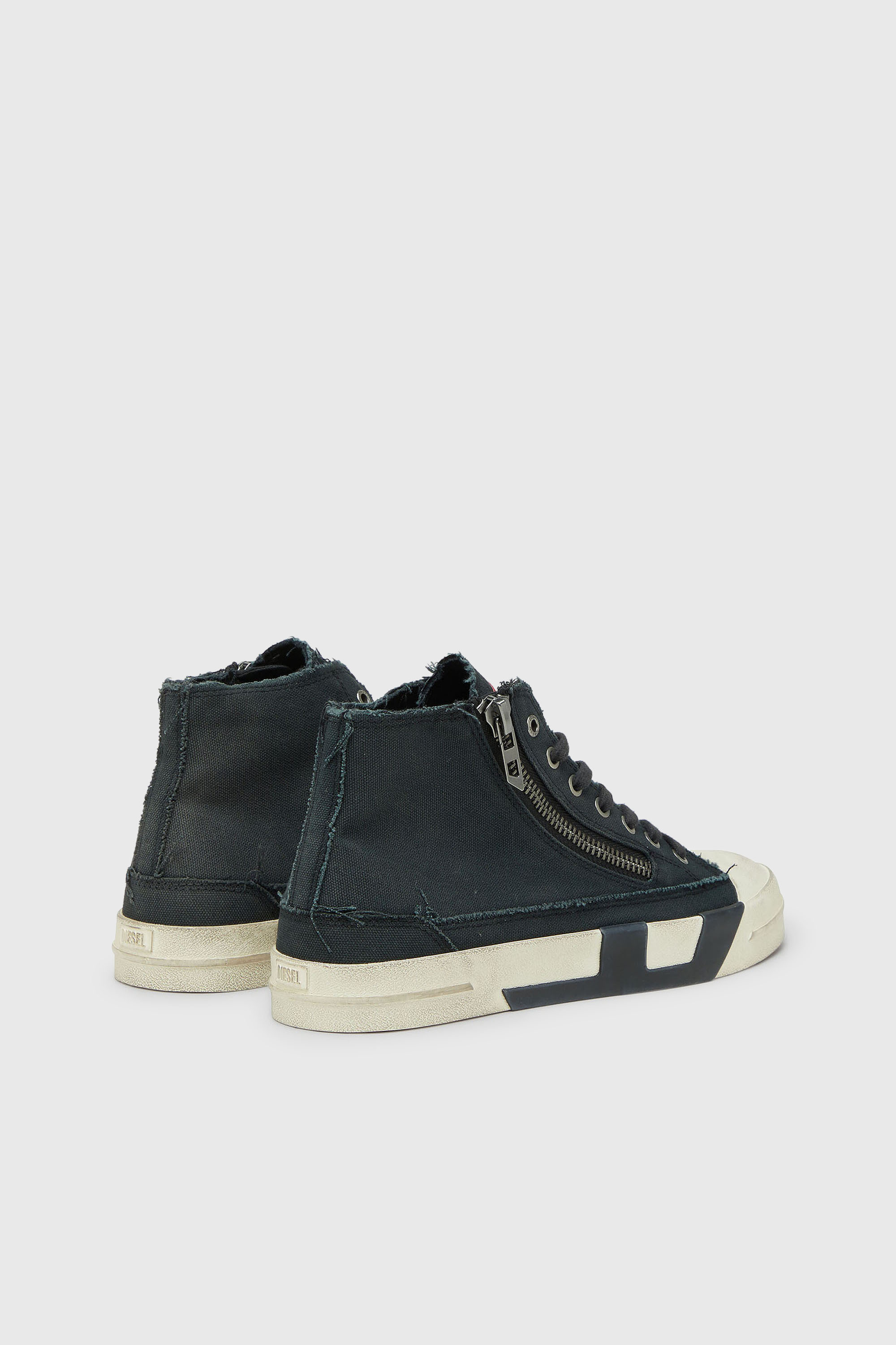 Diesel - S-D-VERSE ZIP MID II, Herren S-D-Verse - Sneakers aus ausgefranstem Canvas mit D Logo in Schwarz - 3