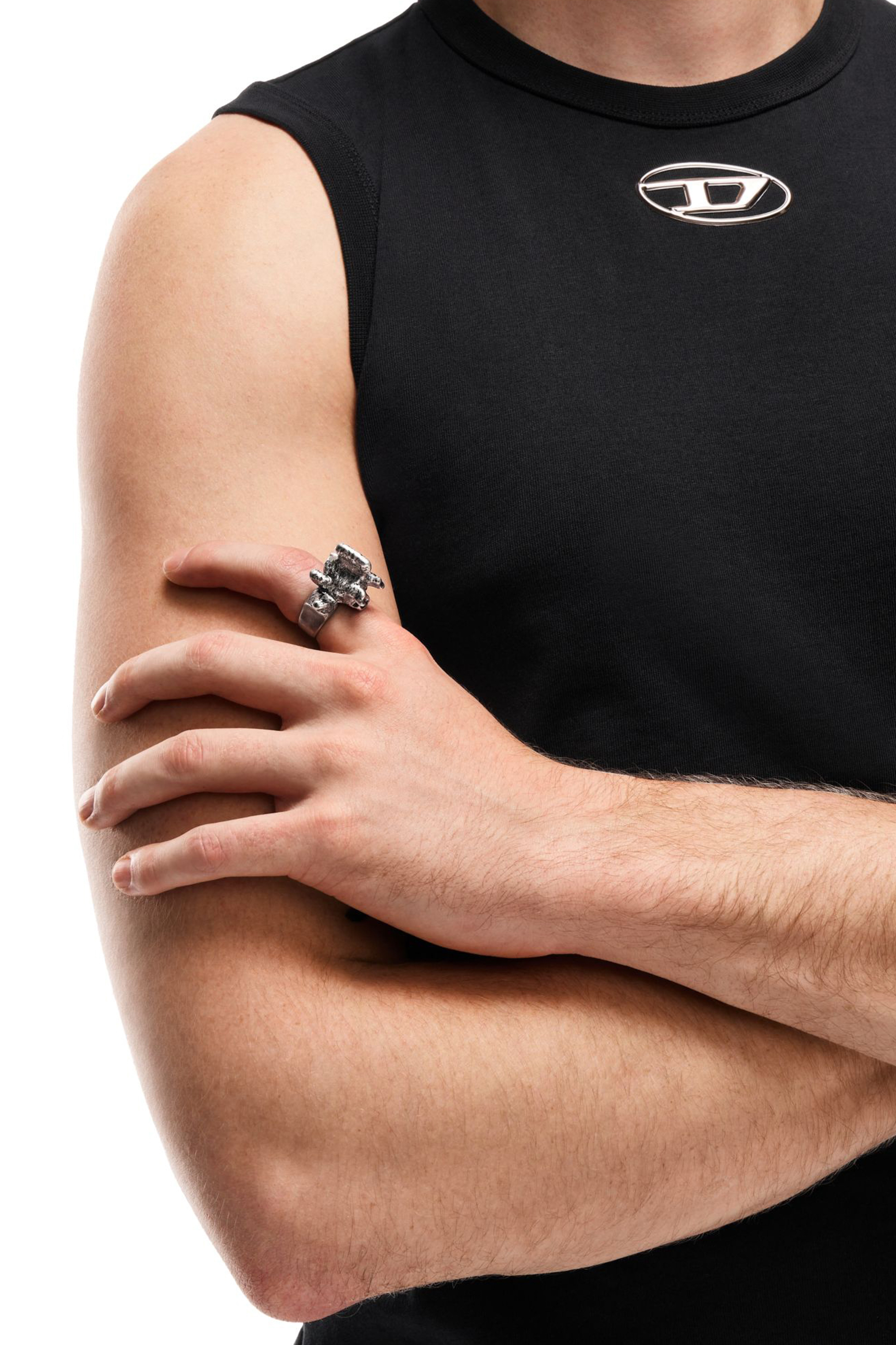 Diesel - DX1708040 JEWELLERY, Unisex Ring mit silberfarbenem Mittelst&uuml;ck in Dunkelgrau - 5
