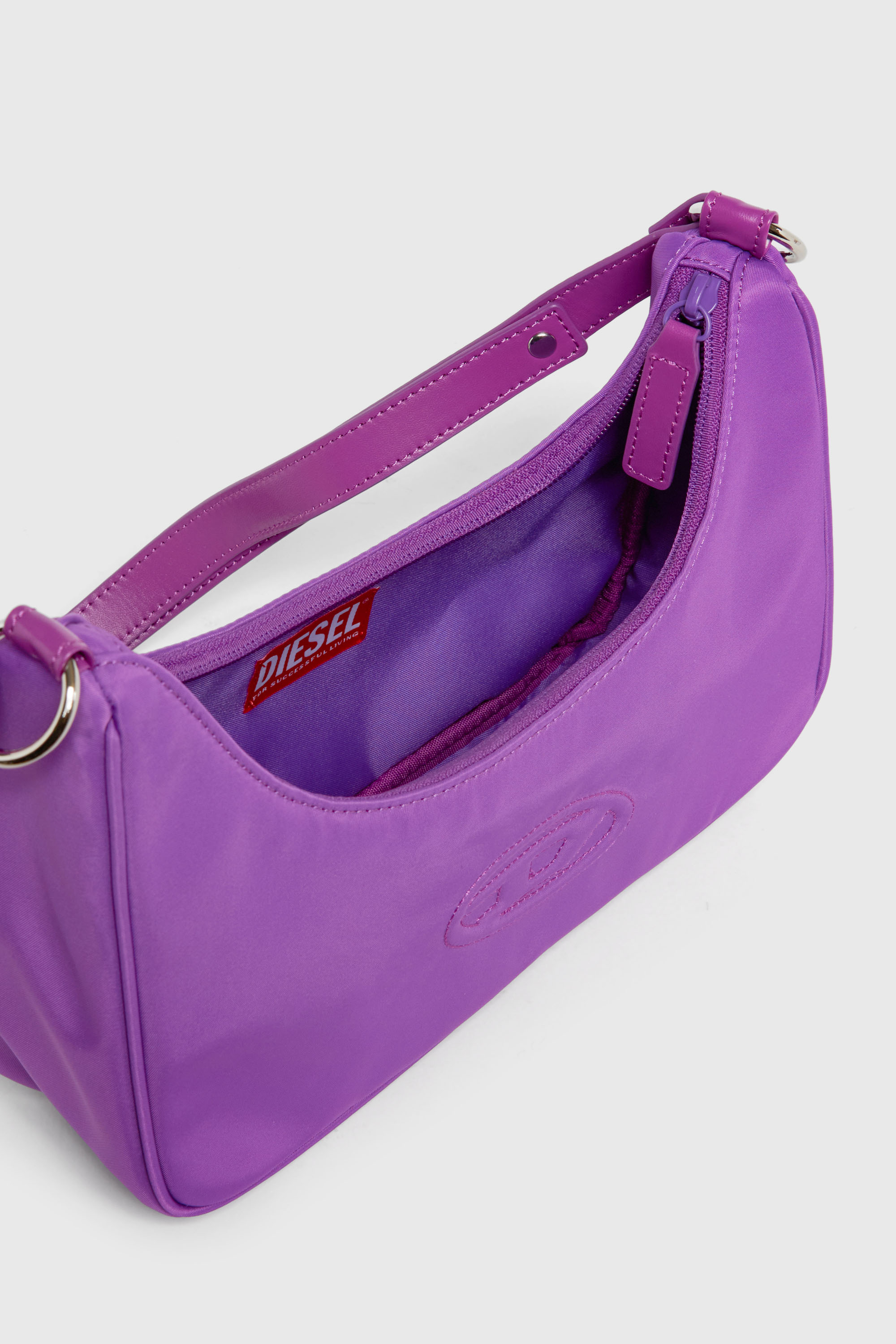 Diesel - WUNSY, Damen WUNSY - Nylon-Umh&auml;ngetasche mit Oval D Logo in Violett - 4