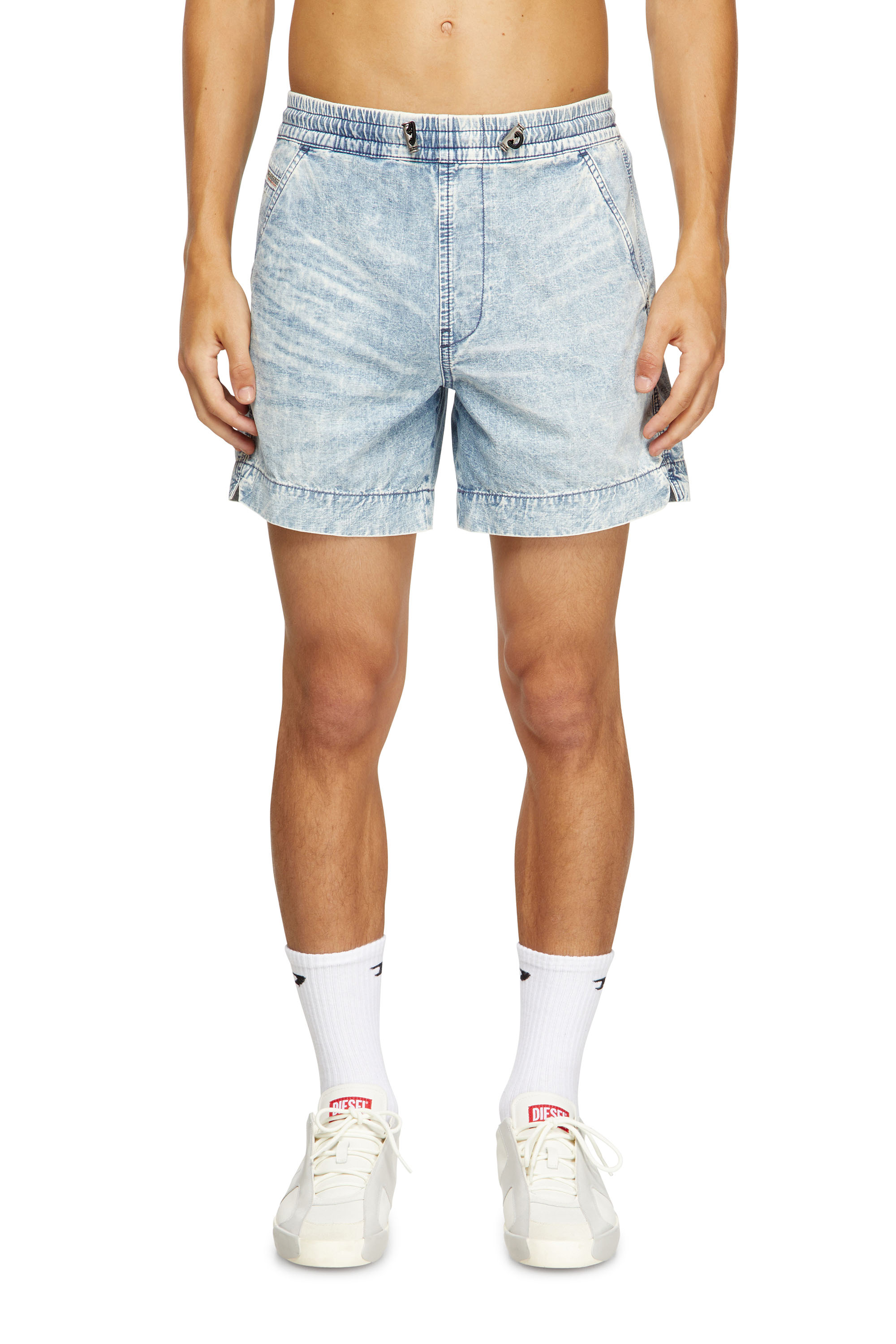 Diesel - D-TENNI-S, Unisex Shorts aus marmoriertem Denim in Hellblau - 1