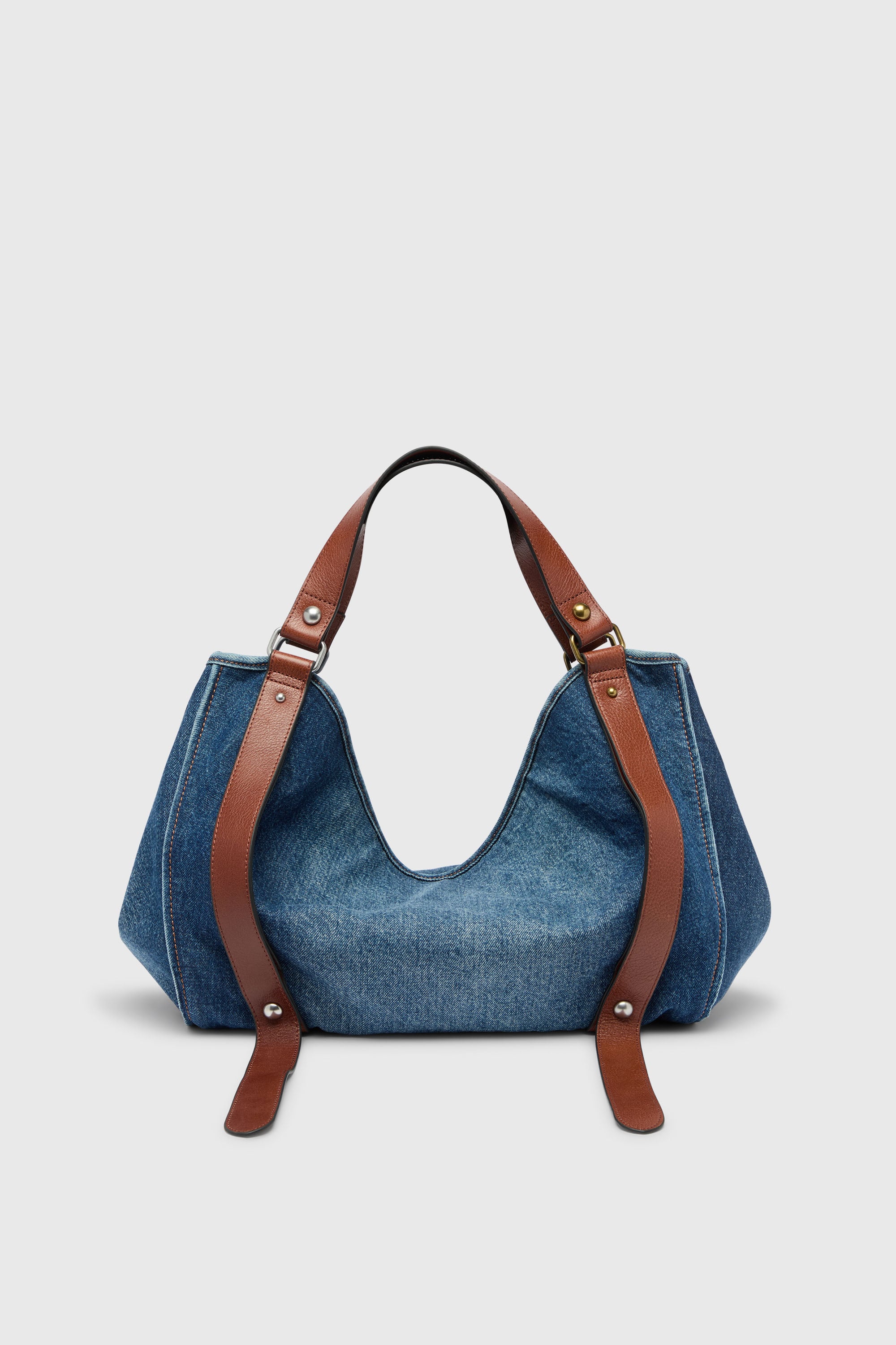 Diesel - D-ONE TOPHANDLE M, Damen D-One-Medium Top-Handle-Tasche aus Denim und Leder in Blau - 2