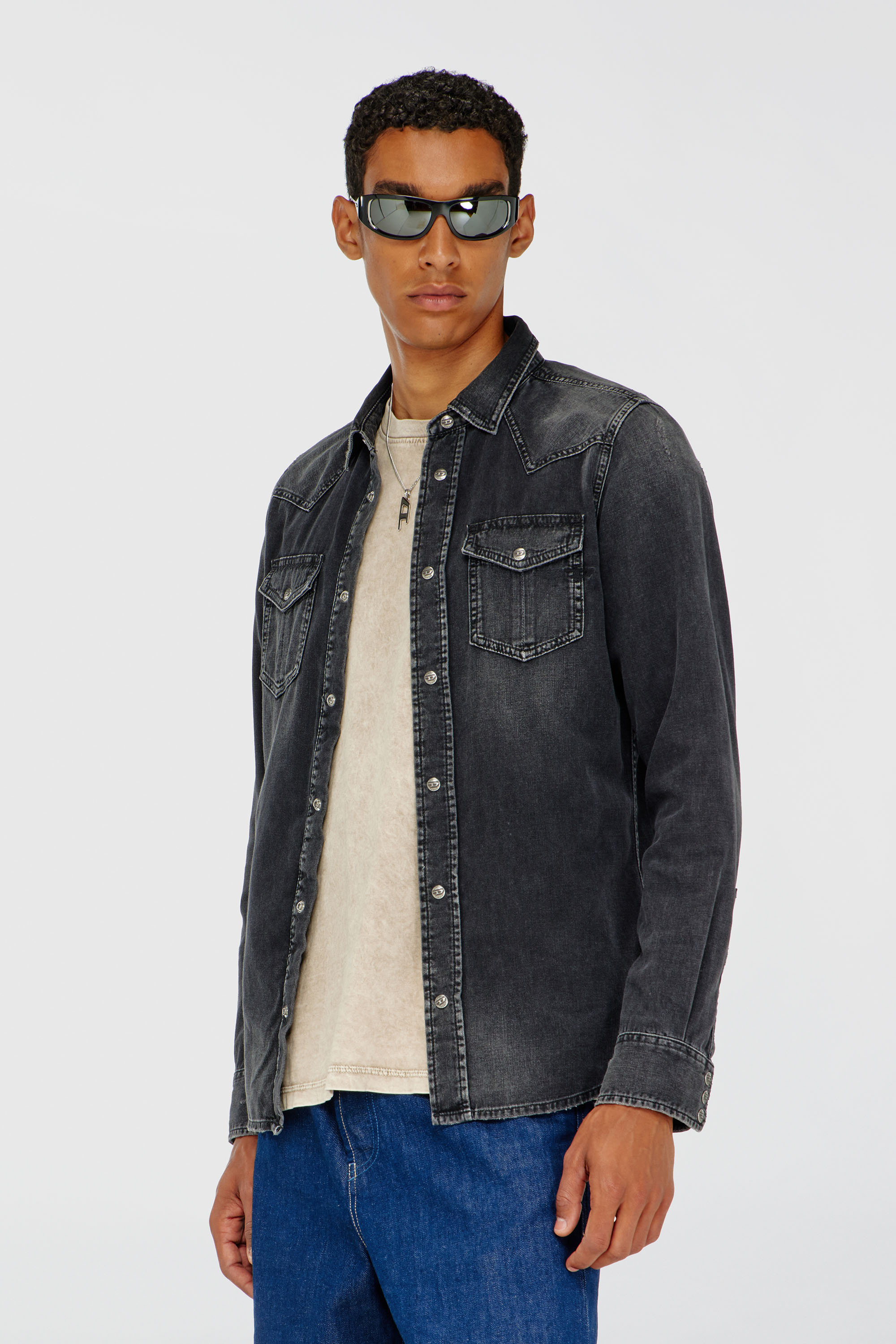 Diesel - D-VEGA, Herren Overshirt aus Denim in Schwarz - 1