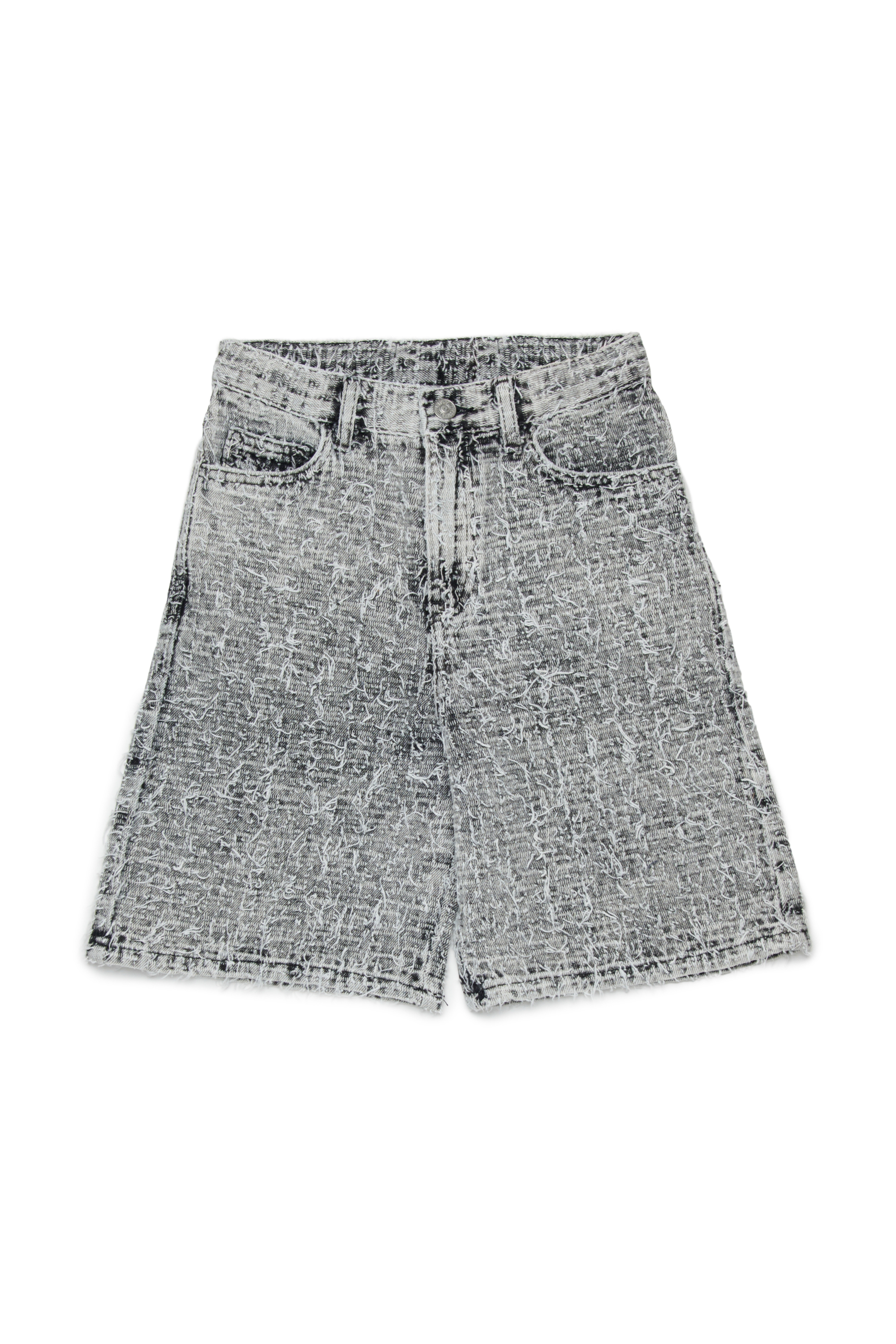 Diesel - D-ARGJX-SHORT-J, Damen Denimshorts mit strukturierter Oberfl&auml;che in Grau - 1