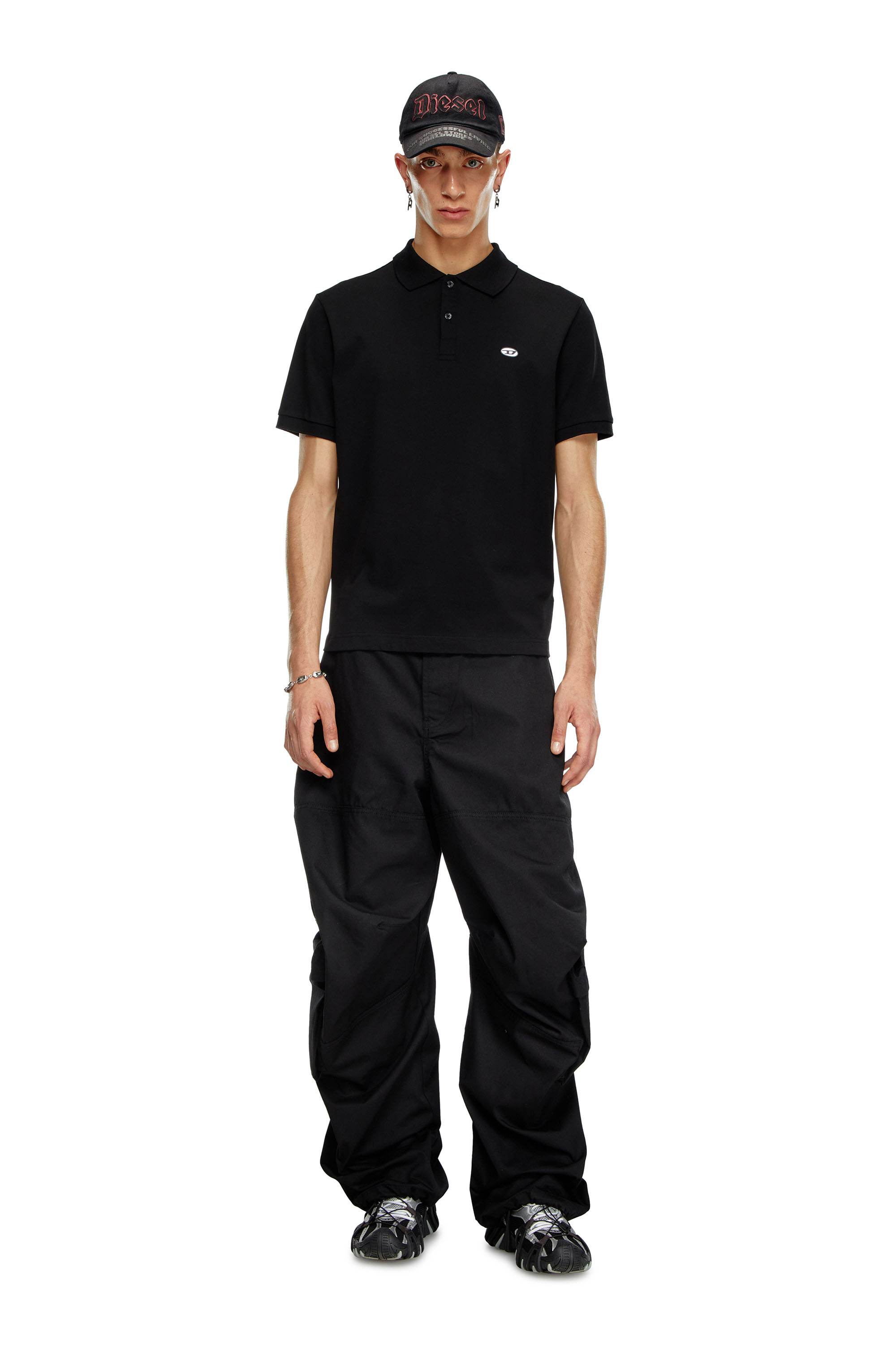 Diesel - T-REJUST-DOVAL-PJ, Herren Poloshirt mit oval D Patch in Schwarz - 1