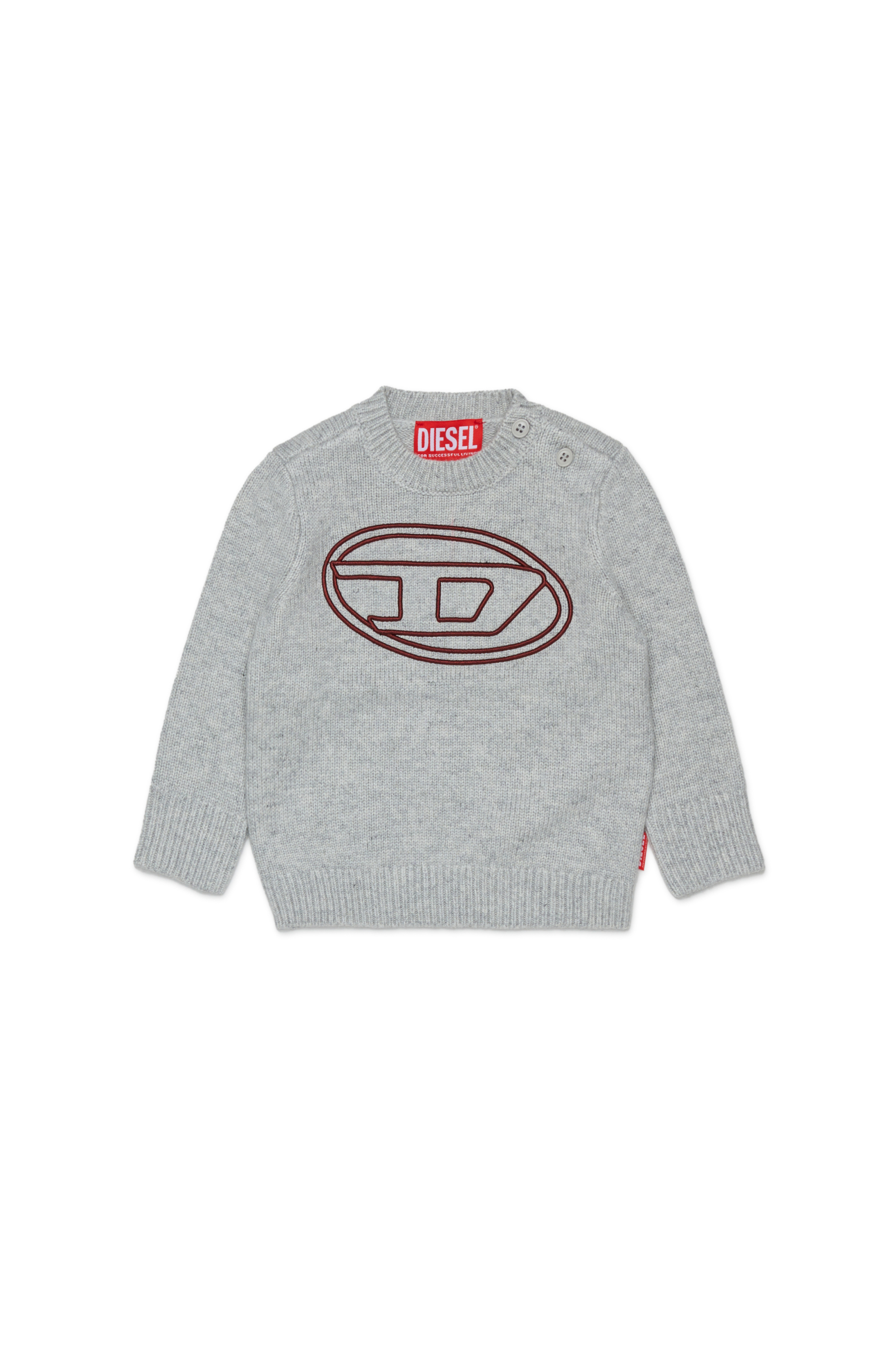 Diesel - KOMYB, Herren Pullover mit Kaschmiranteil und gro&szlig;em Oval D in Grau - 1