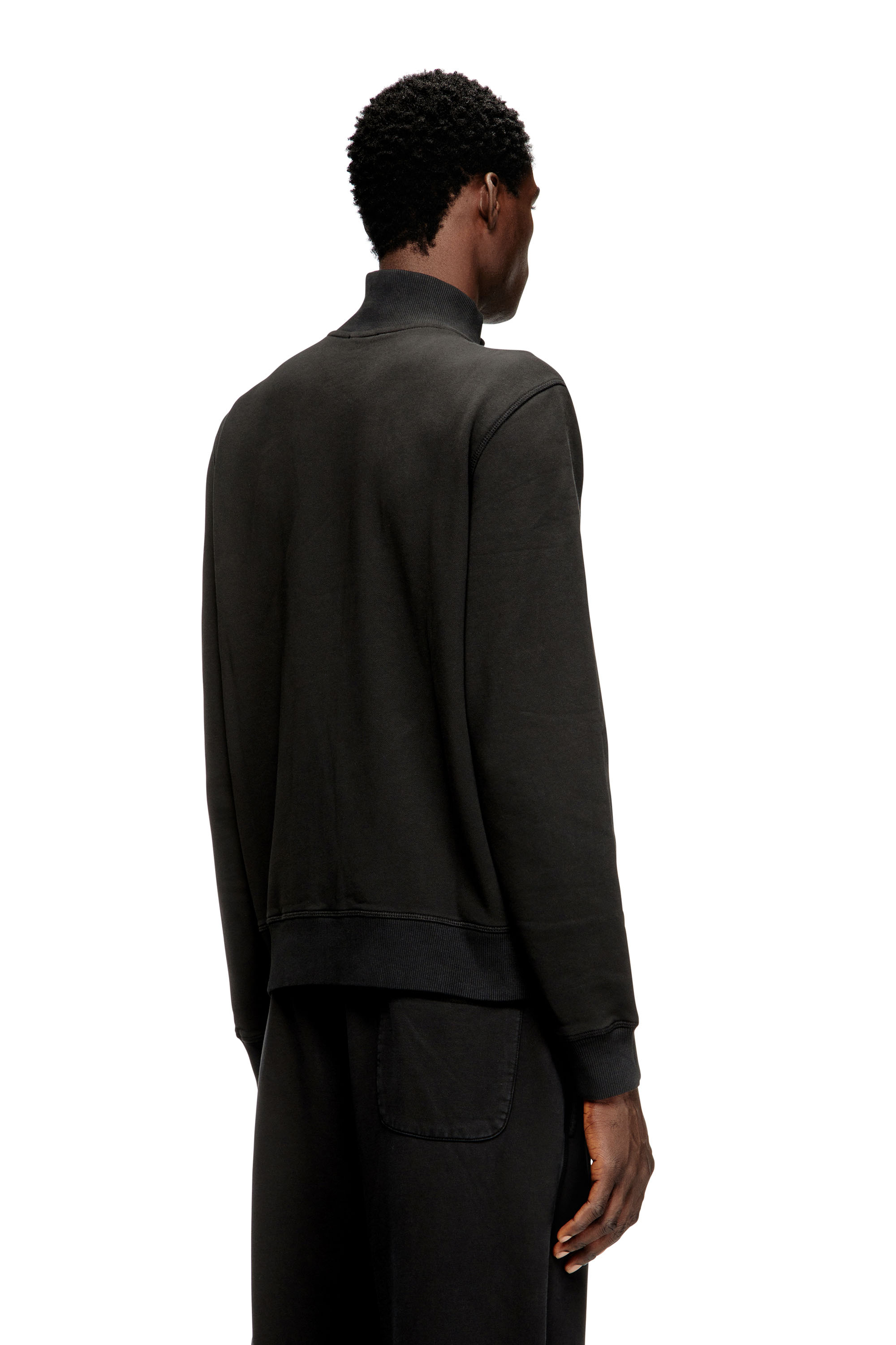 Diesel - S-GINN-ZIP-IOD, Herren Sweatshirt mit Stehkragen und metallischem Oval D in Schwarz - 4