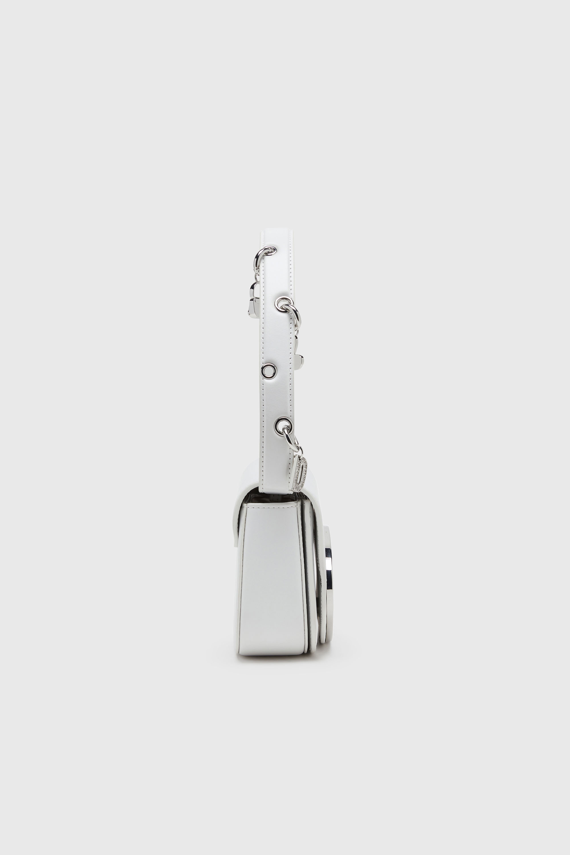 Diesel - 1DR, Damen 1DR - Ikonische Schultertasche aus Leder mit Henkel-Charms in Wei&szlig; - 4
