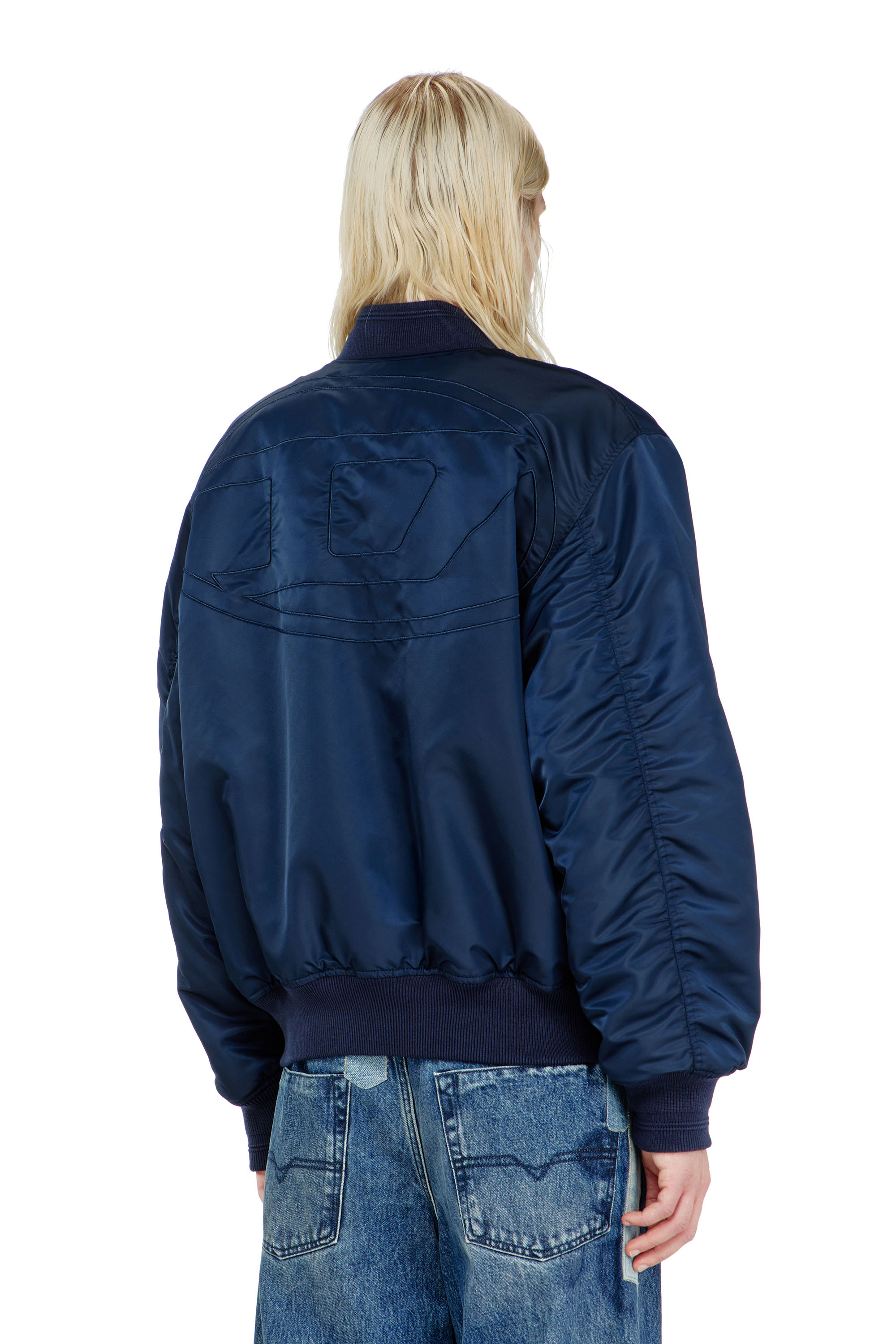 Diesel - W-TYPE-D1, Herren Gesteppte Bomberjacke mit Oval-D-Stickerei in Marineblau - 4