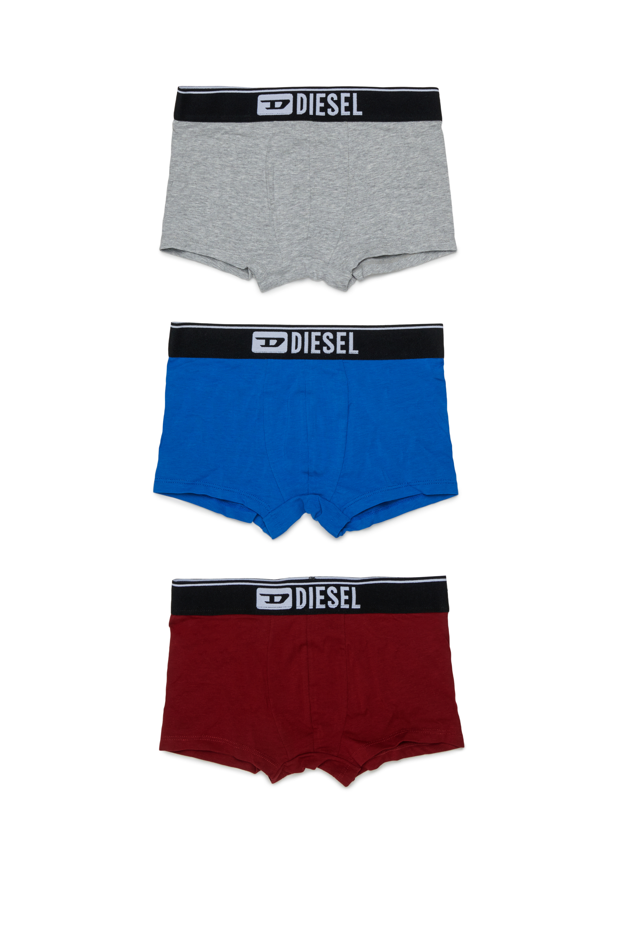 Diesel - UM-UGINTRIPACK-DD, Herren 3er-Pack Boxershorts aus stretch-baumwolle in Grau/Rot - 1