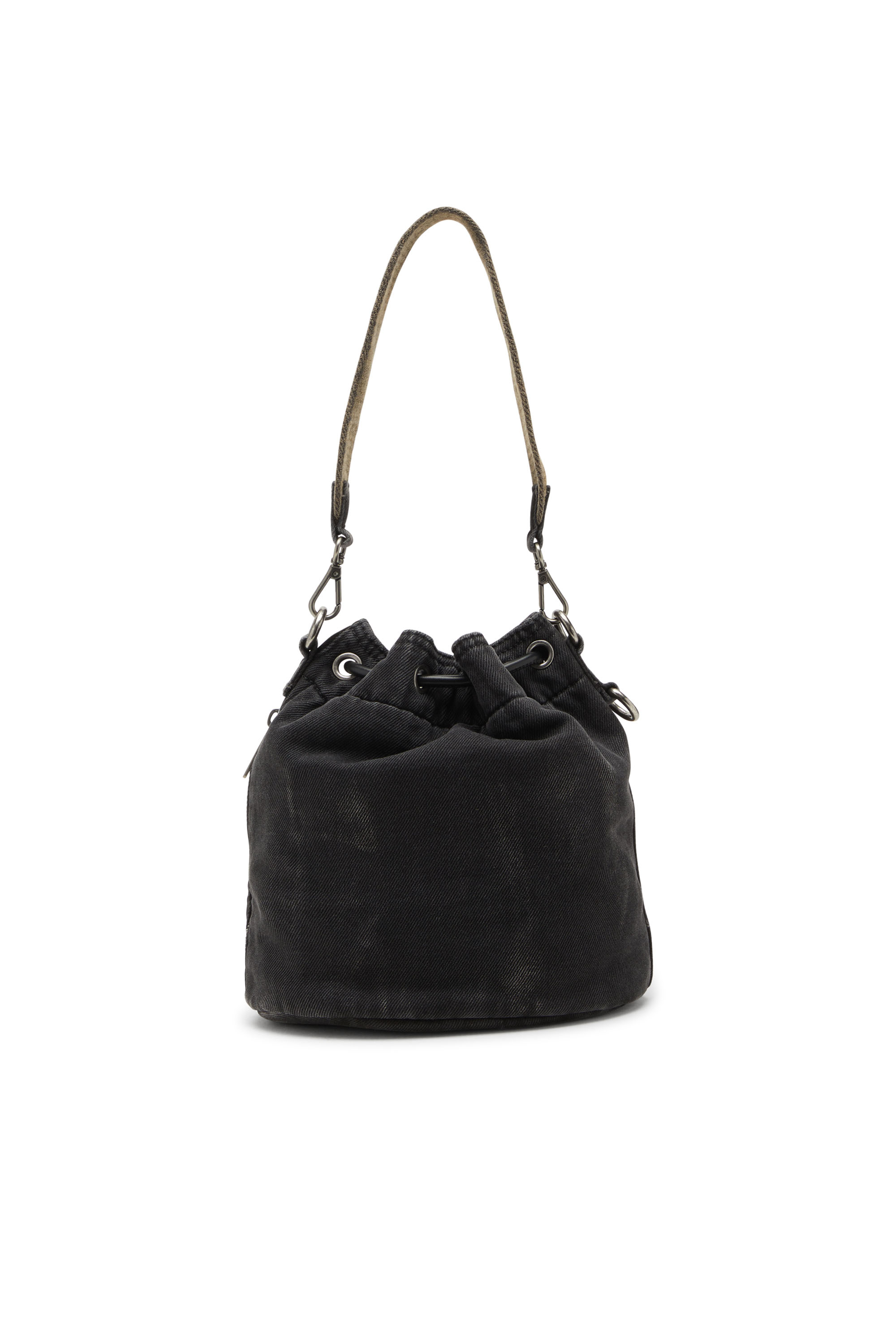 Diesel - MULTI-PKTS BUCKET X, Unisex Multi-Pkts-Multipocket-Beuteltasche aus gewaschenem Denim in Schwarz - 3