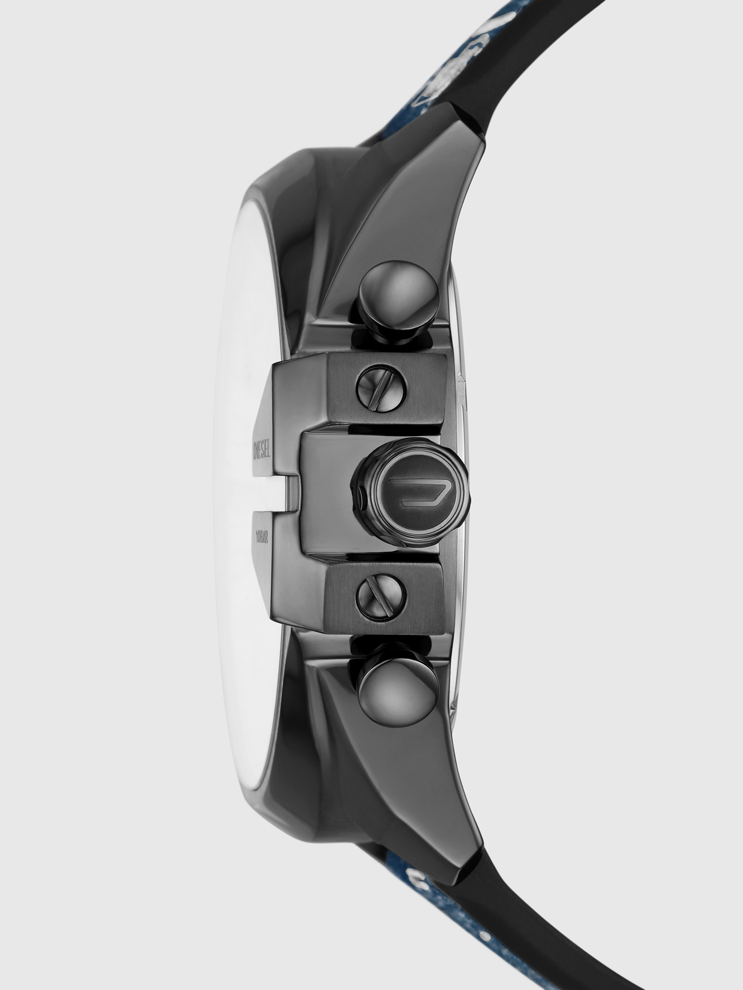 Diesel - DZ4541, Herren Mega Chief-Armbanduhr mit Chronographen-Uhrwerk und Denimarmband in Blau/Schwarz - 3