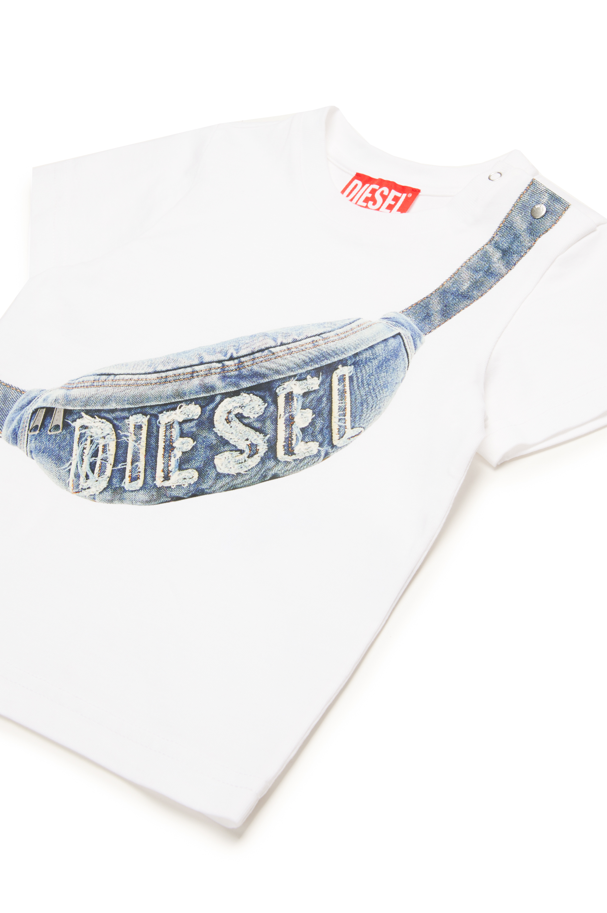 Diesel - TGIBBIB, Herren T-Shirt mit Gürteltasche-Print in Weiß - 3