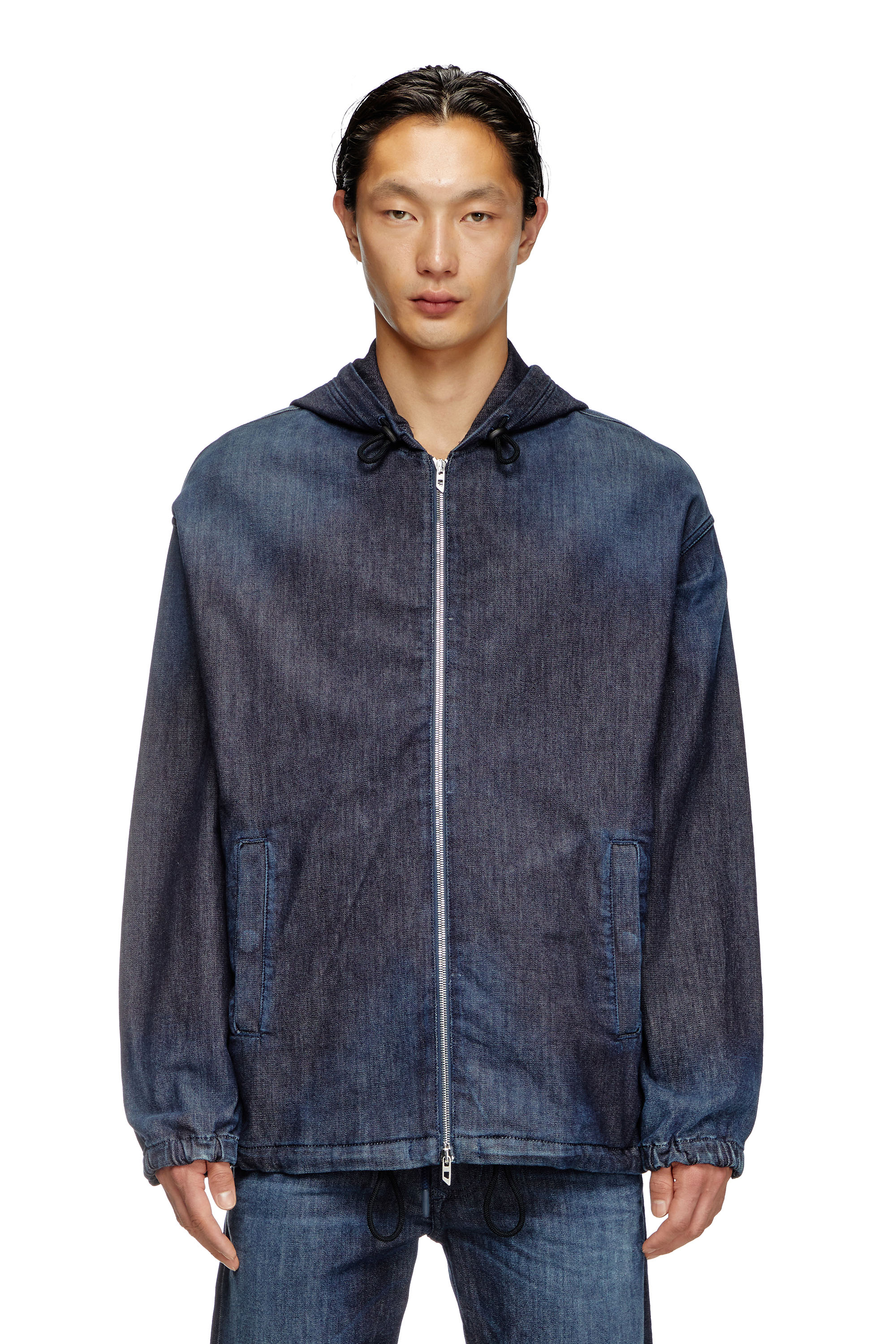 Diesel - D-WYNNY JOGG, Man's Hooded JoggJeans jacket in Dark Blue - 1