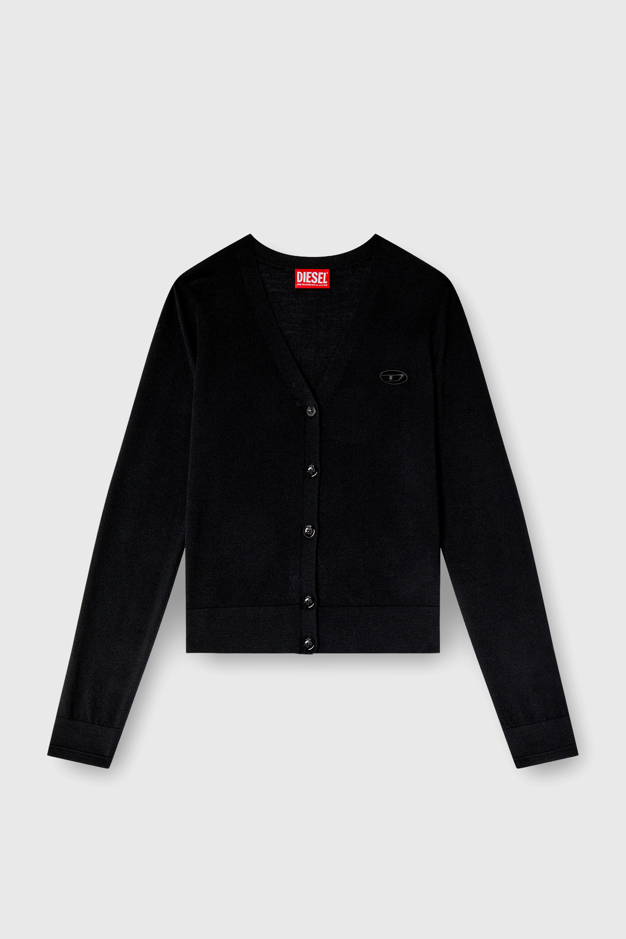 Diesel - M-ALIMA, Damen Cardigan aus Wolle mit Cut-out-Logo in Schwarz - 2