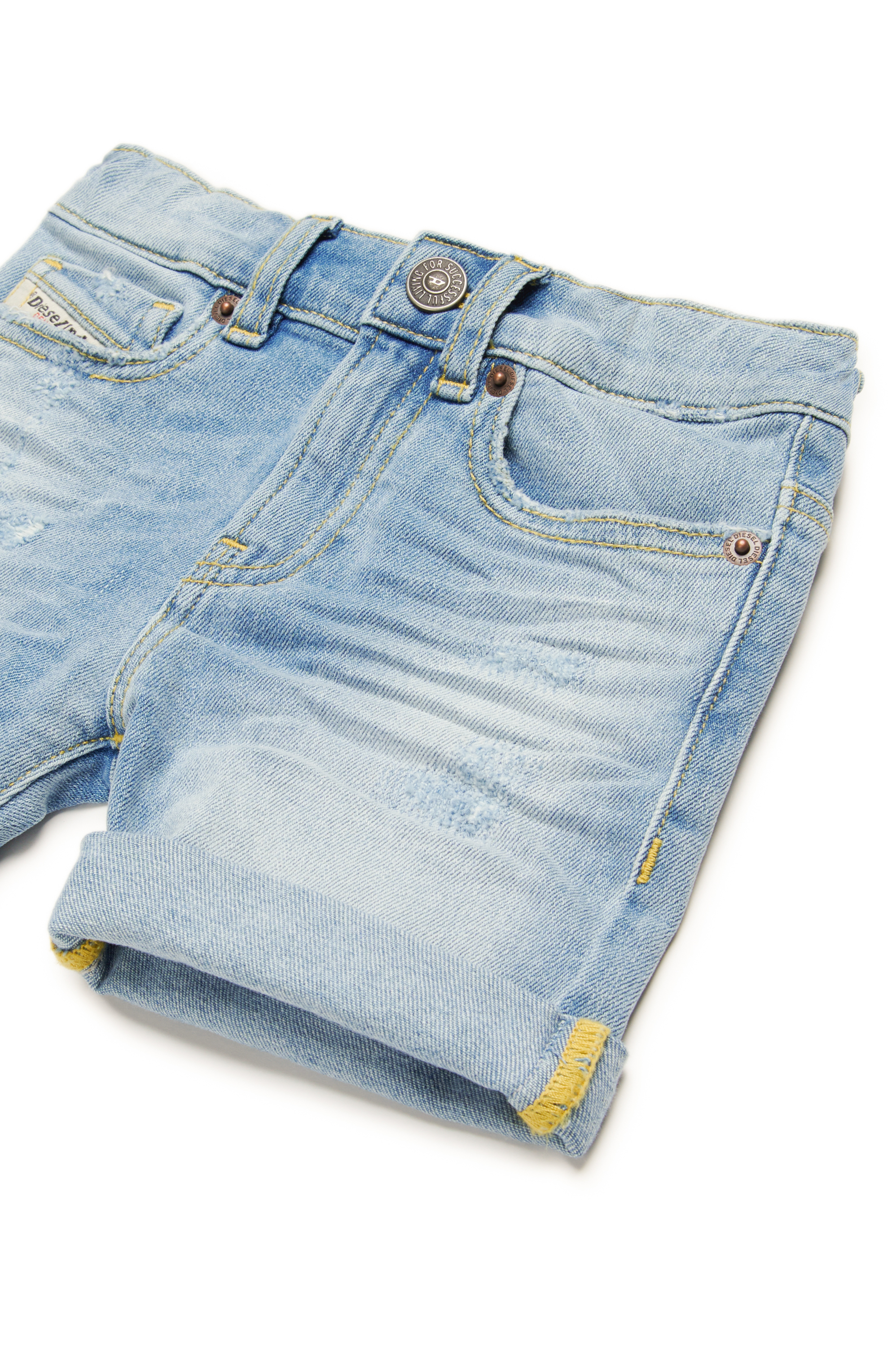 Diesel - PGALLYB, Unisex Shorts aus vielgetragenem Denim in Hellblau - 3