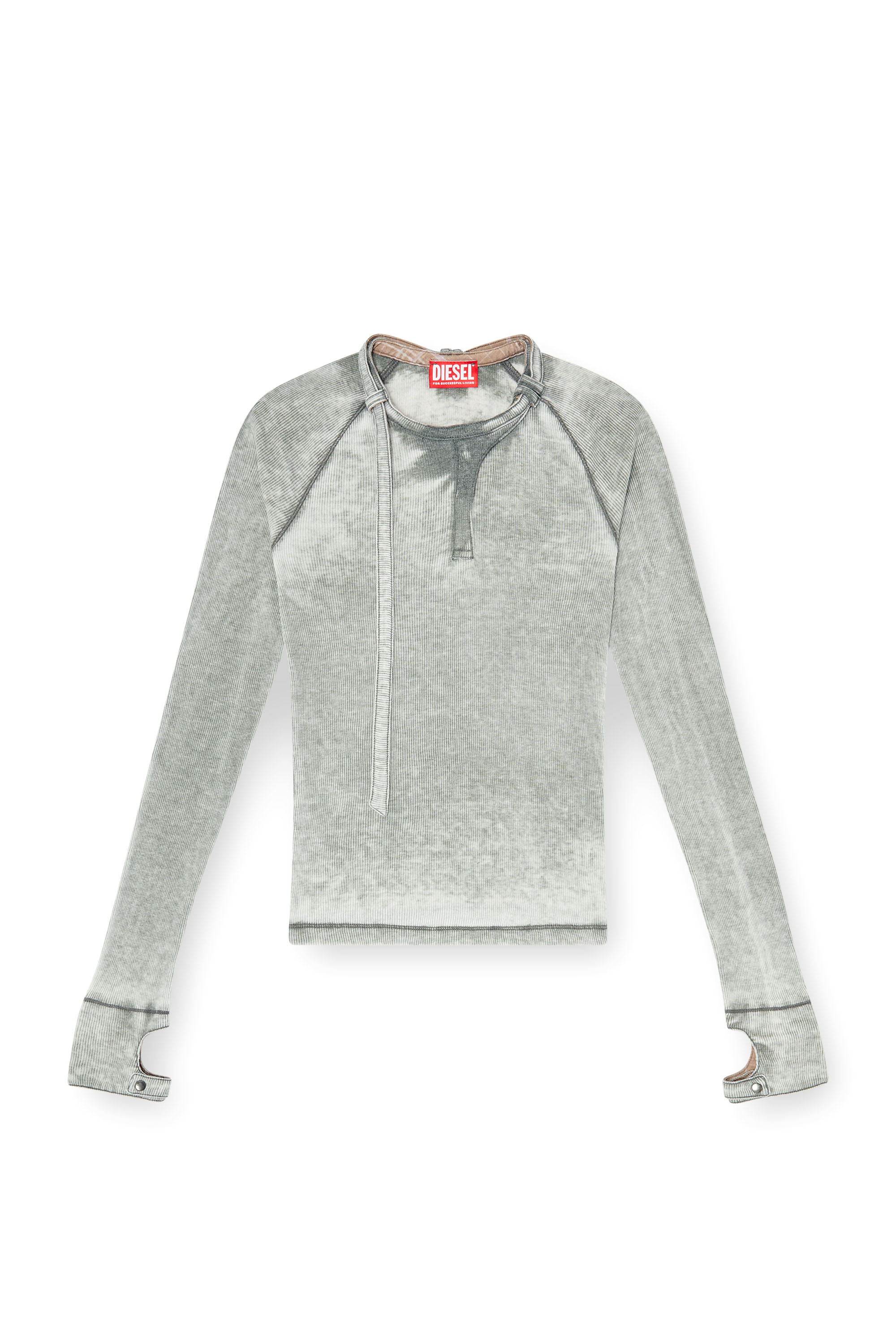 Diesel - T-ECLA, Damen Rippjersey-Top mit Biker-Nackenriemen in null - 2