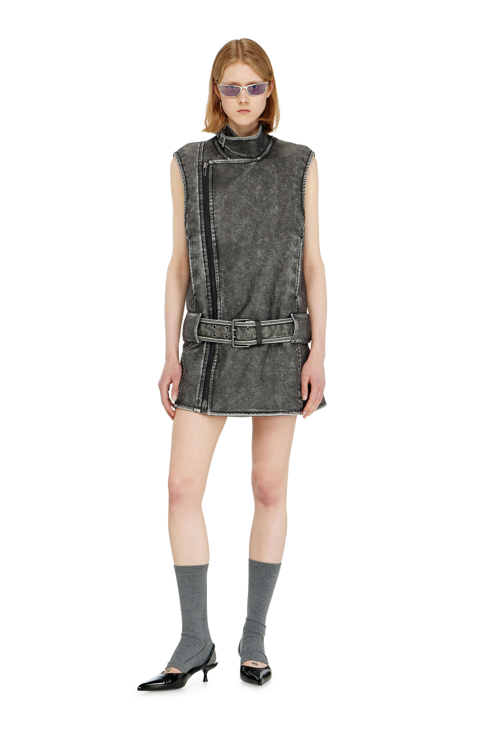 Diesel - D-IKE, Damen Biker-Kleid im Mini-Stil mit G&uuml;rtel in null - 3