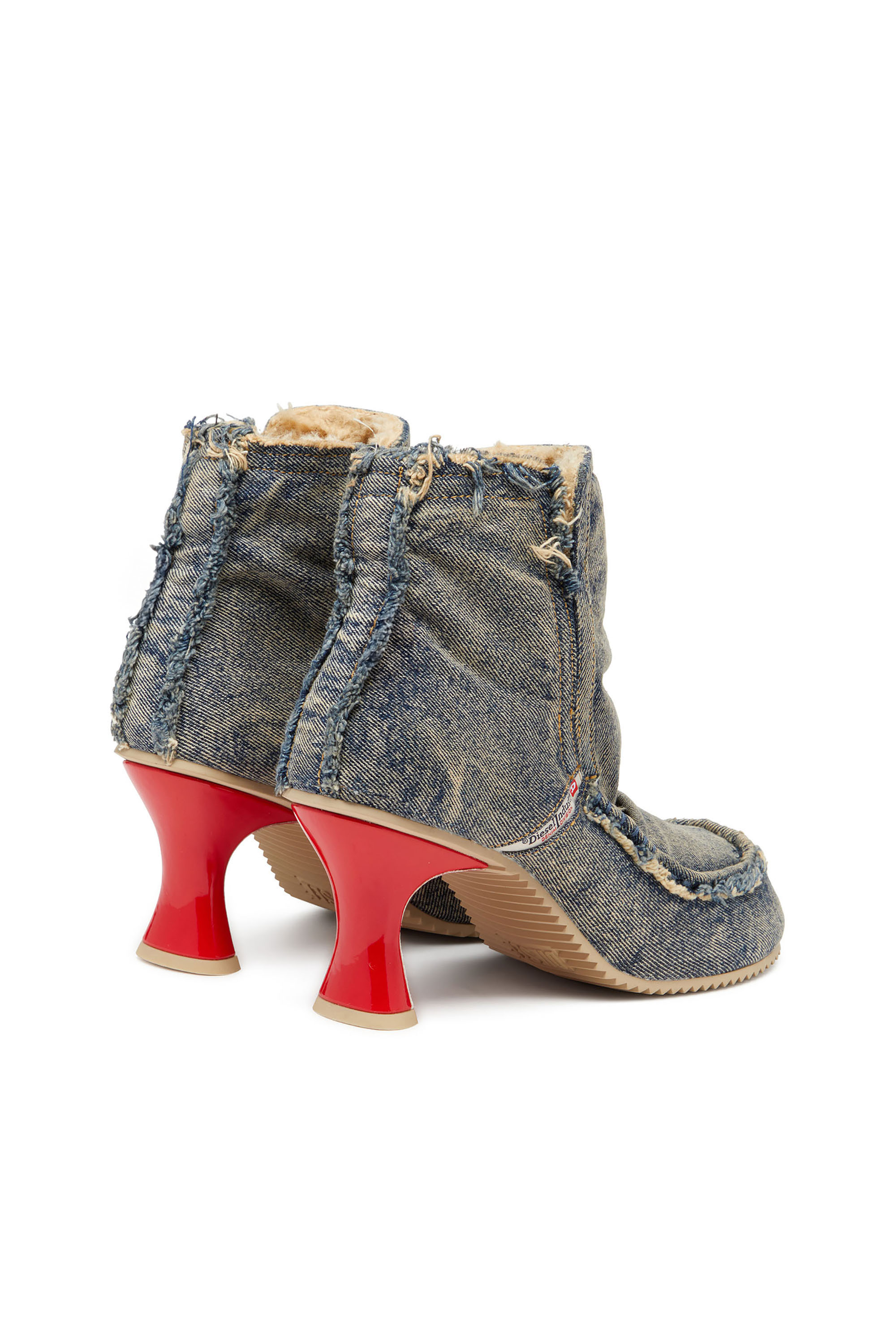 Diesel - D-WOODSTOCK HEEL AB, Damen D-Woodstock - Stiefel aus Denim mit Absatz in Blau - 4