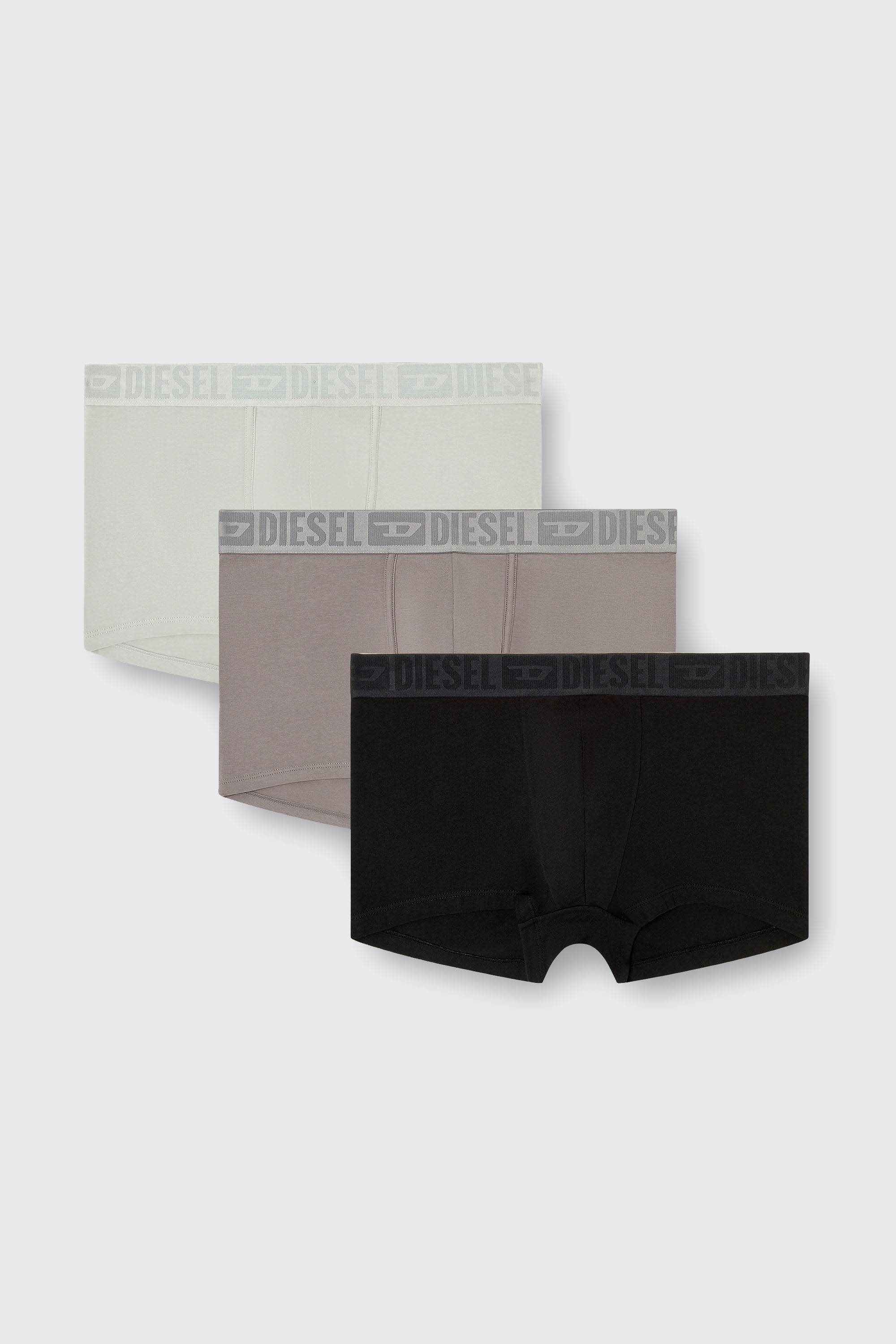Diesel - MIKE-D-CORE-3PACK, Herren Boxershorts aus Baumwollstretch mit tonalem Bund im Dreierpack in Grau/Schwarz - 1