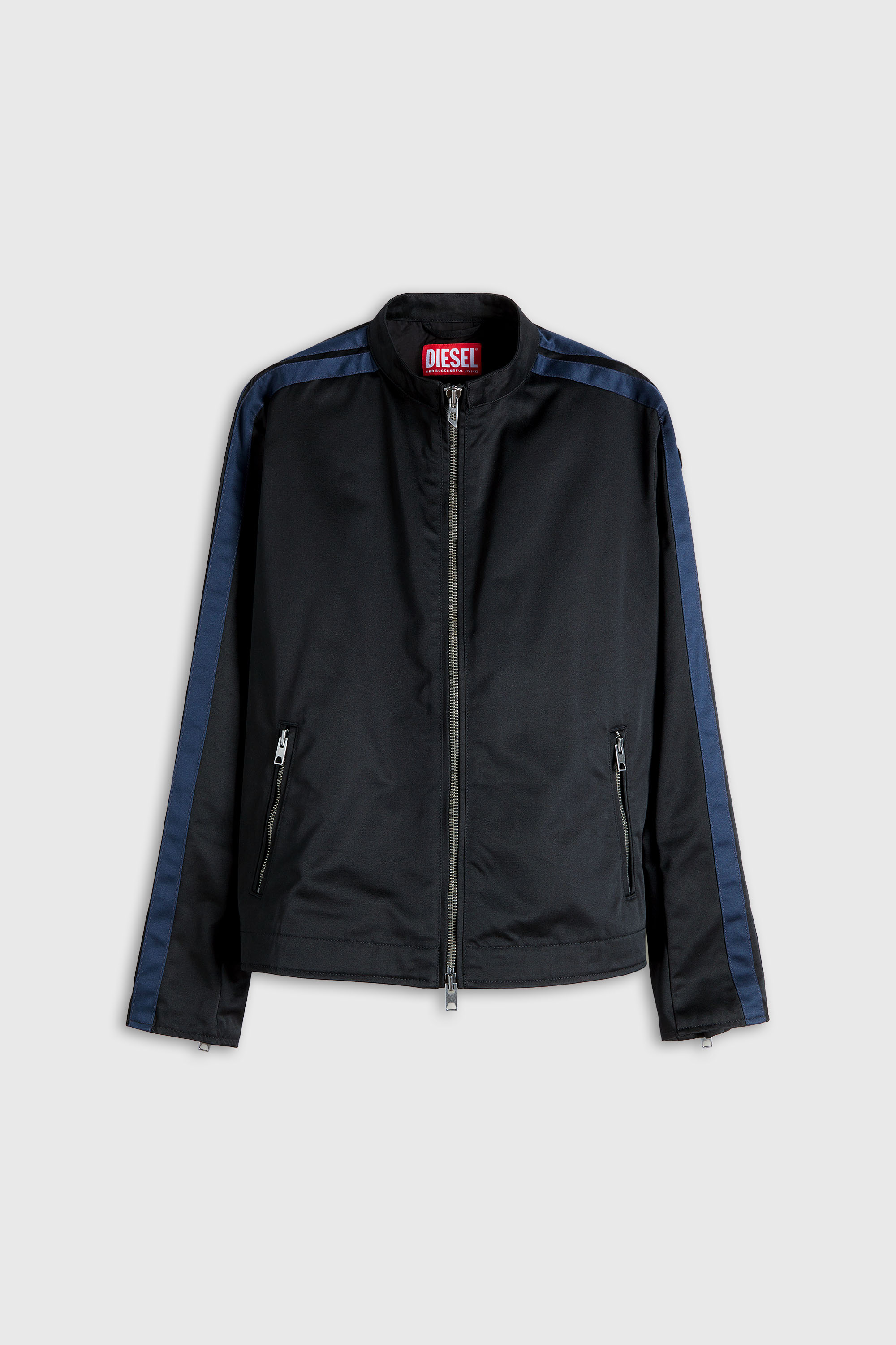 Diesel - J-NAEL, Herren Sportliche Bikerjacke aus technischer Baumwollmischung in Blau/Schwarz - 2