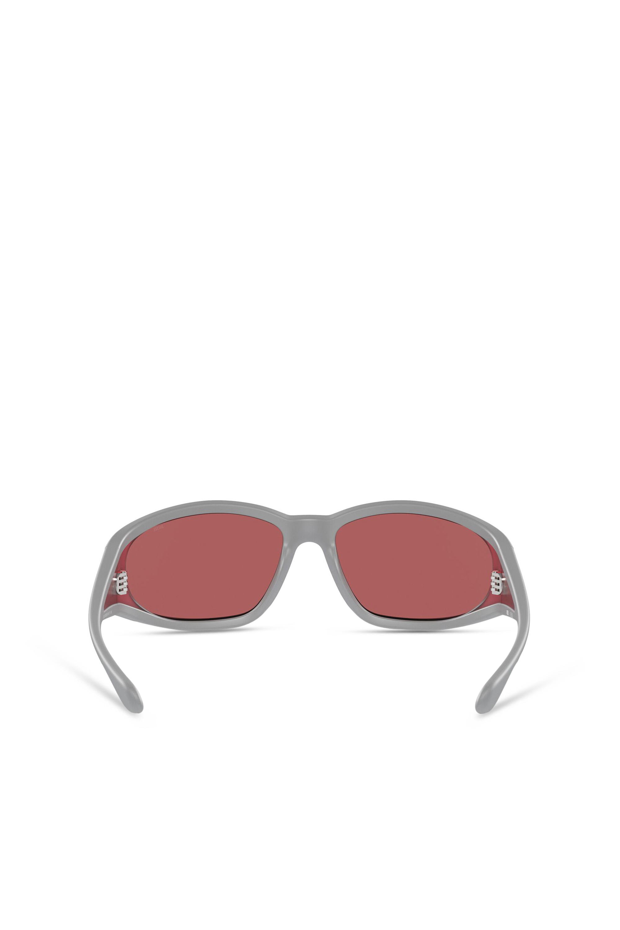 Diesel - 0DL3002, Unisex Sonnenbrille aus acetat mit rechteckigen gläsern in Grau/Rot - 3